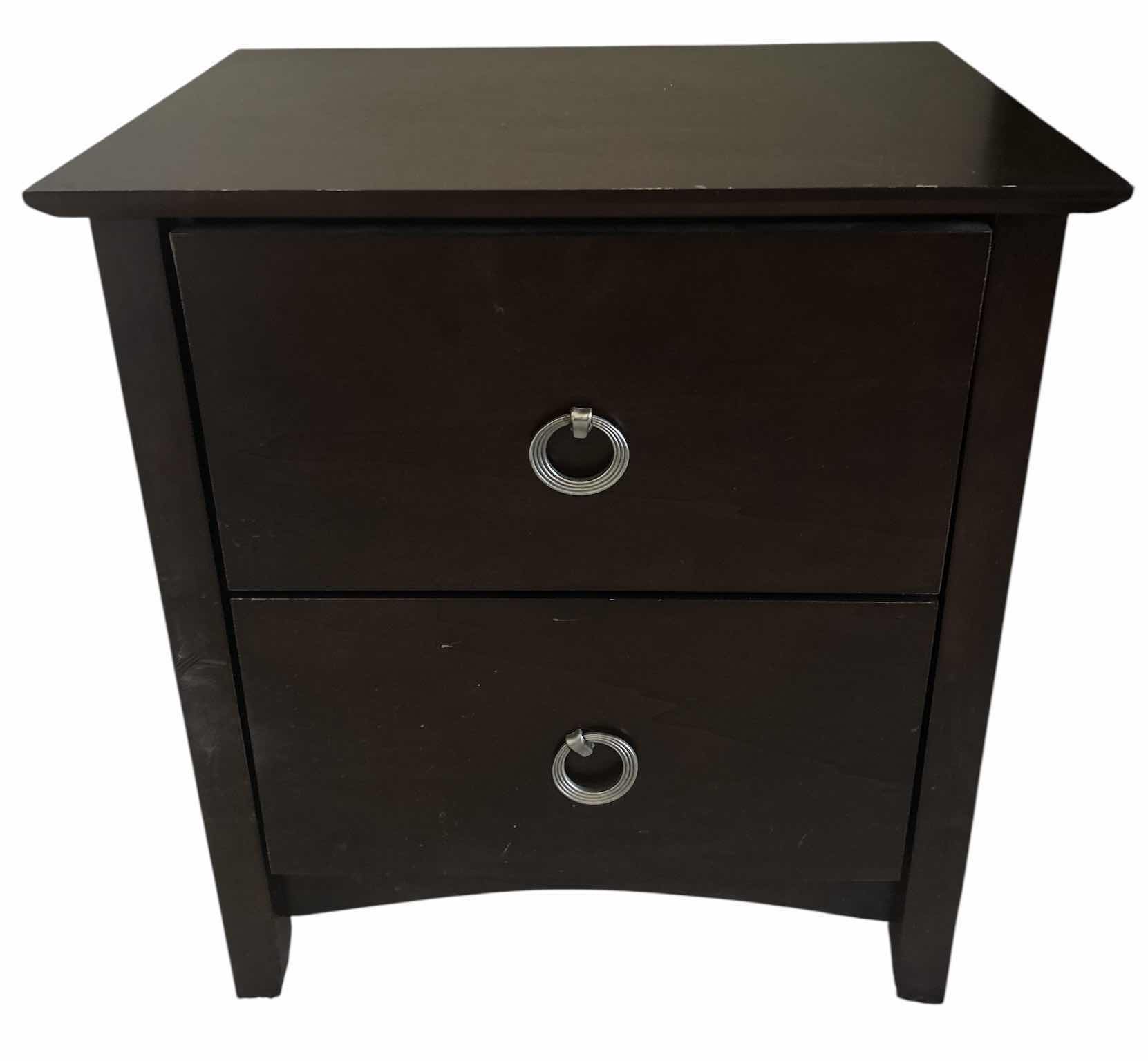 View 1 of 2 DRAWER WOOD NIGHTSTAND 23 1/2“ x 17 1/2“ x H26“