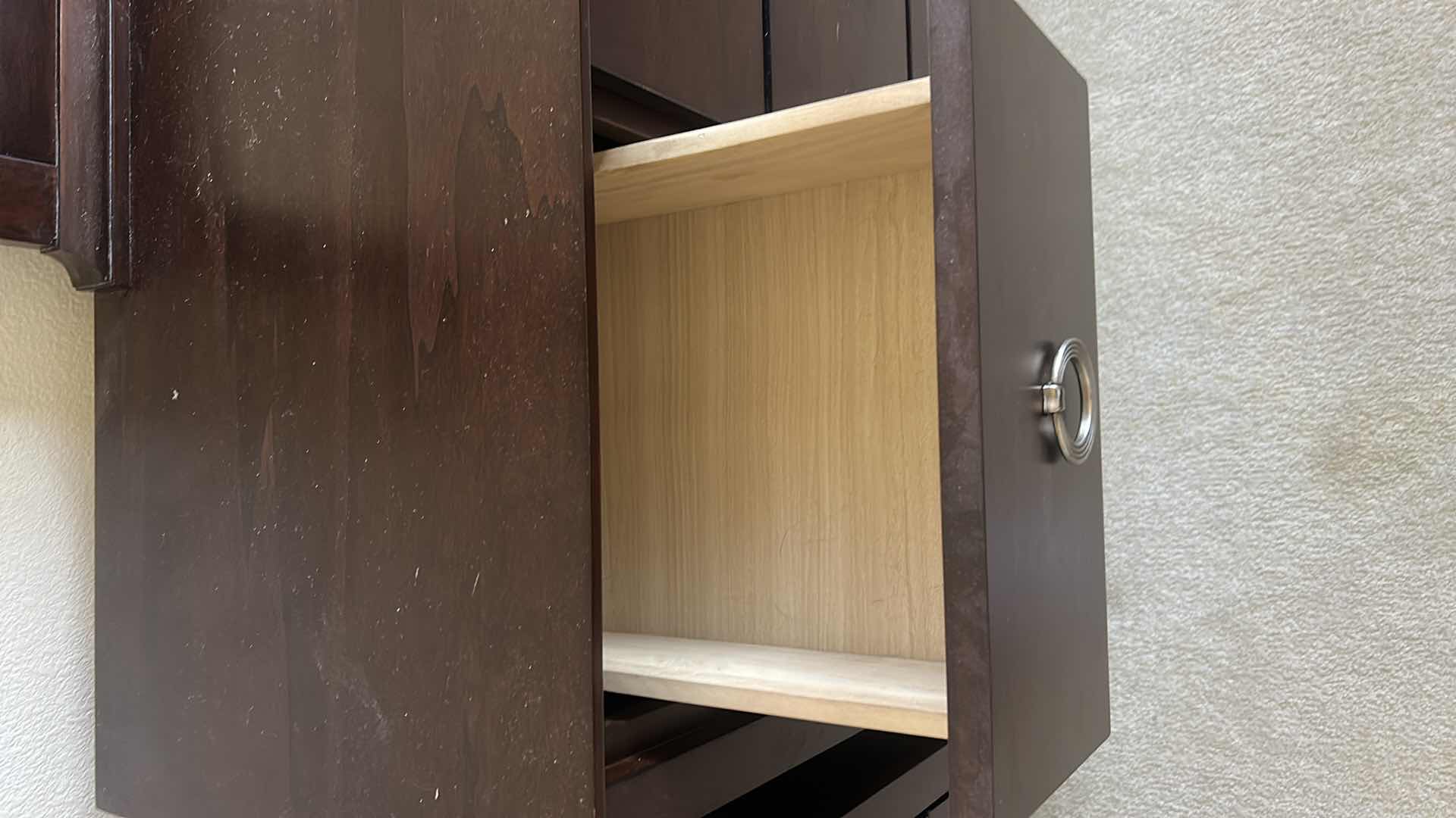 Photo 3 of 8 DRAWER WOOD DRESSER  63 1/2“ x 17 1/2“ x H33.75” WITH MIRROR