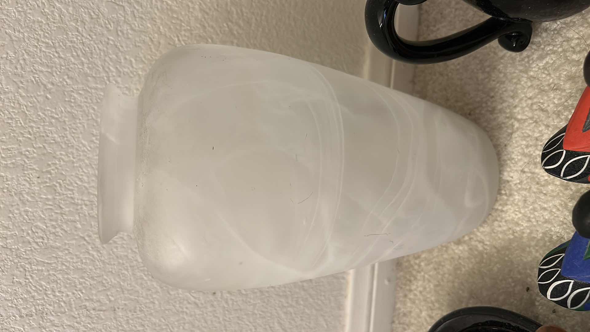 Photo 1 of 5 PC HOME DECOR MILKY WHITE GLASS VASE H10”, SOAP DISH, MUG SND TWO WOODEN DUCKS