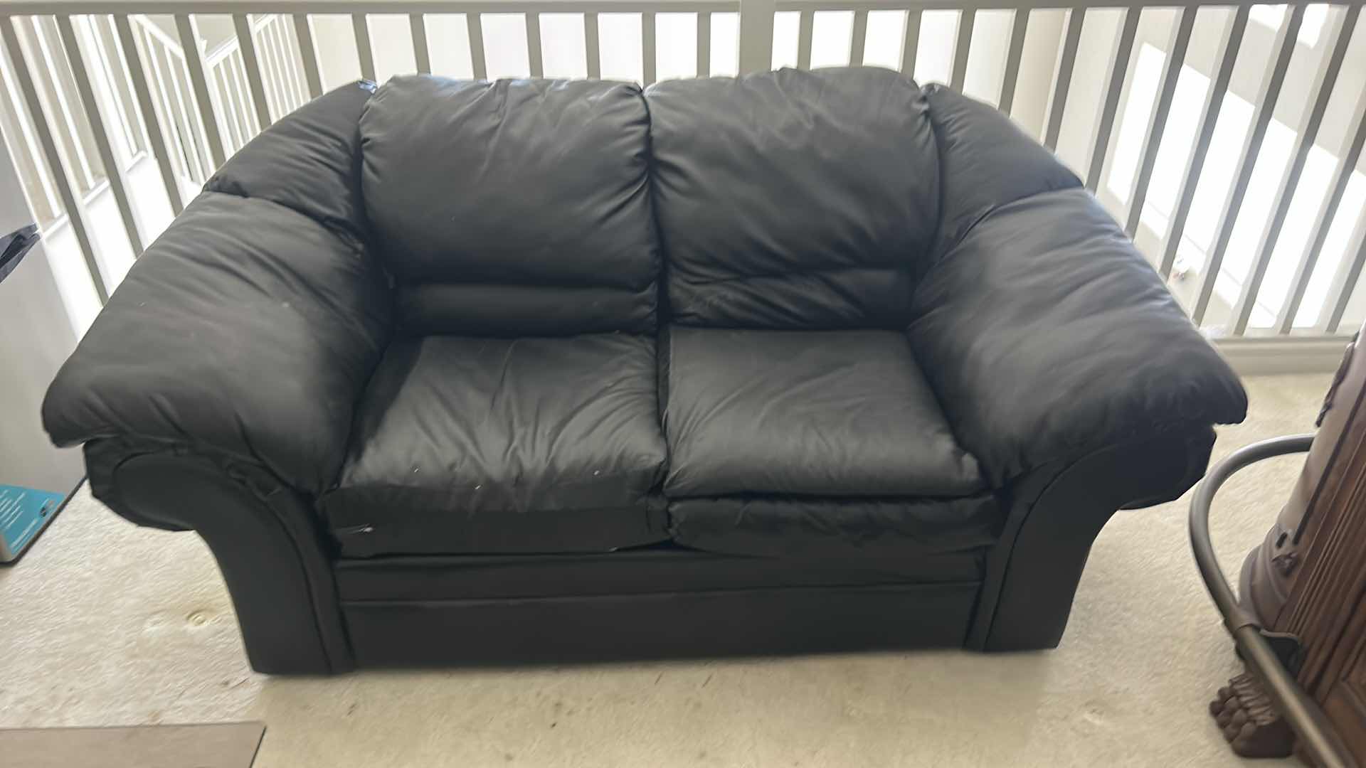 Photo 1 of ASHLEY FURNITURE BLACK VITTELINO  BONDED LEATHER LOVESEAT 79“ x 39“ x H33“
