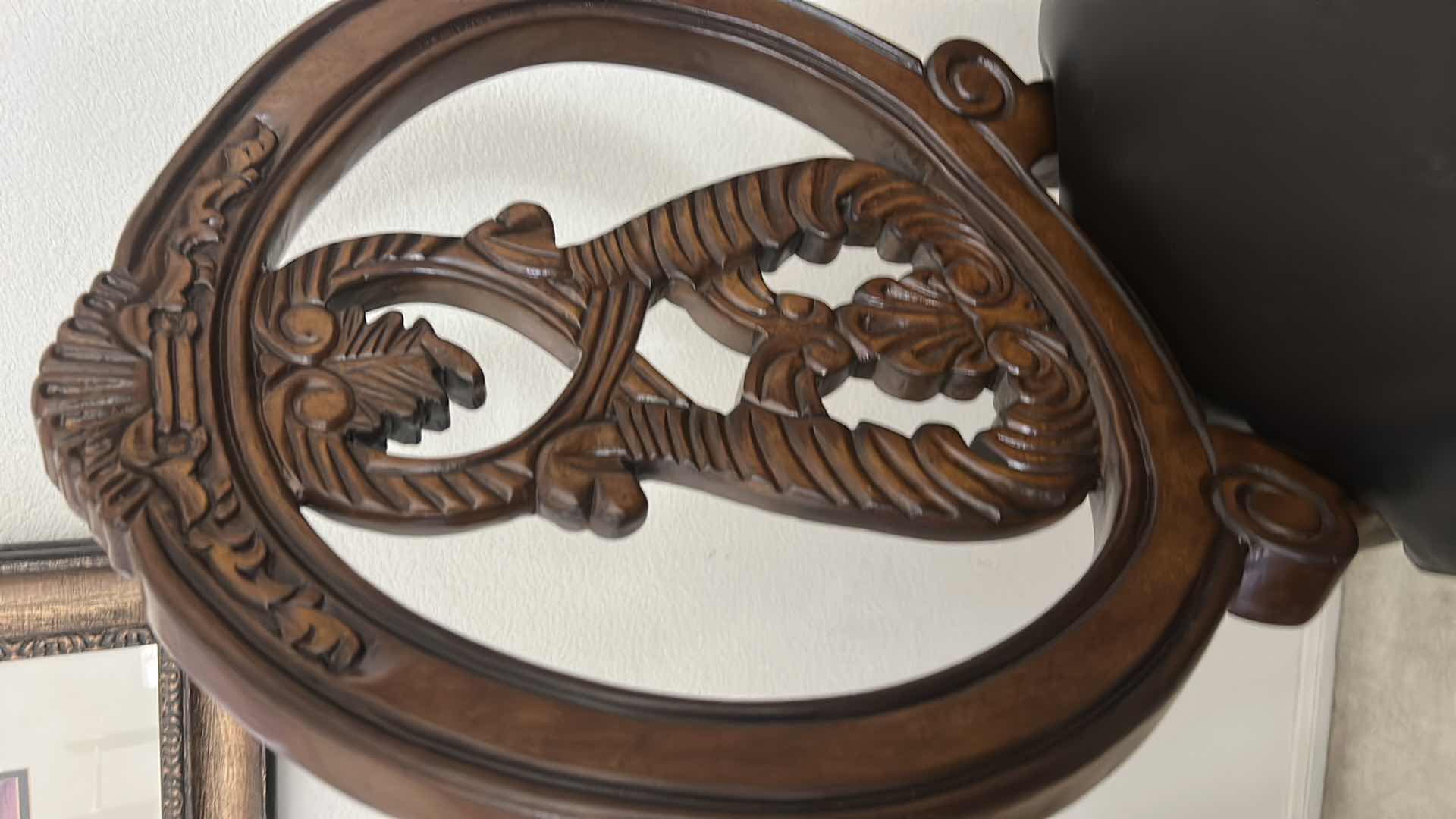 Photo 18 of HEAVY STURDY BURL WOOD INLAID BAR WITH MARBLE TOP 6‘ x 2‘ x H42“ AND  2 MATCHING BARSTOOLS