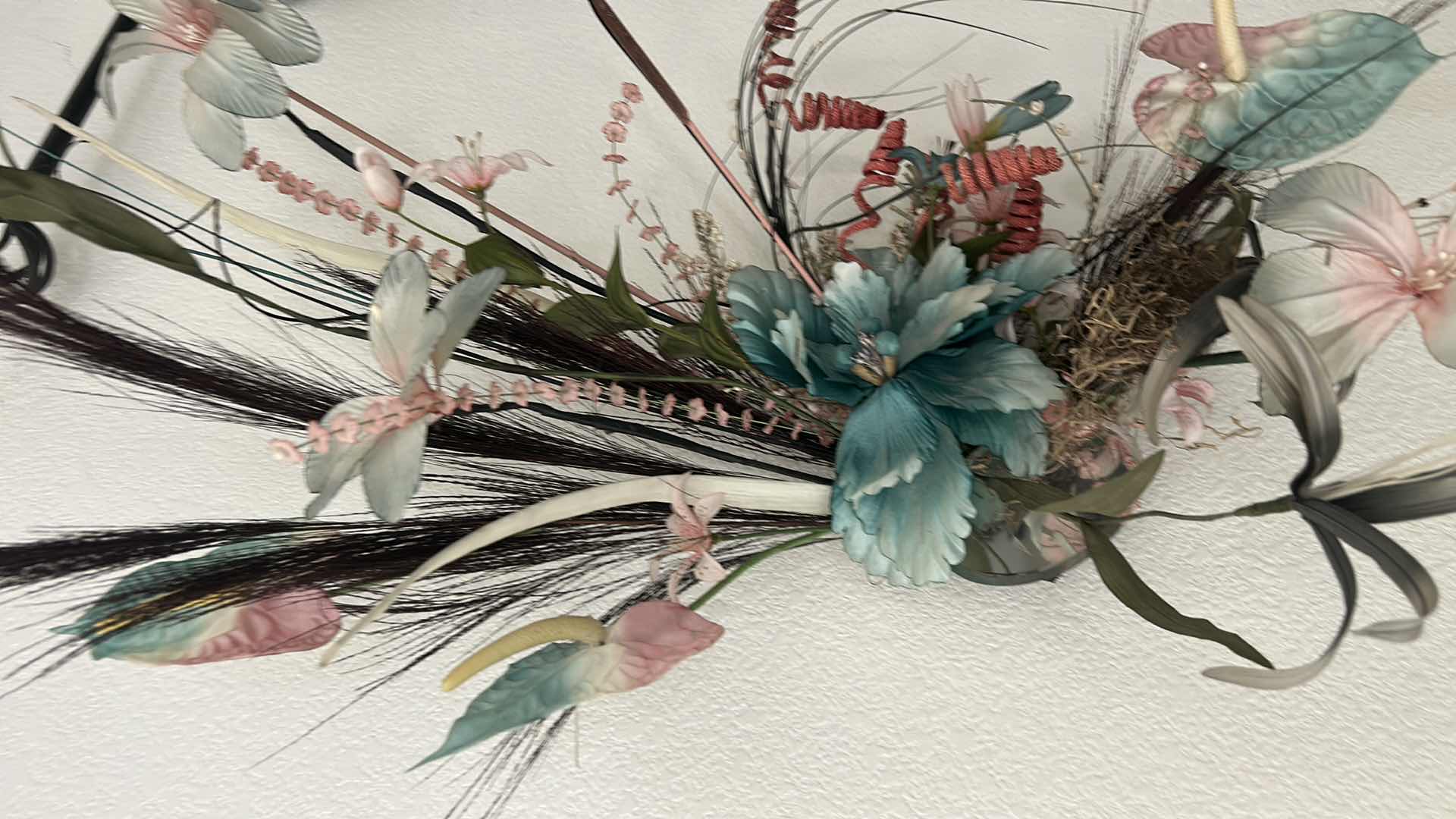 Photo 1 of 2 PC MIRRORED WALL DECOR WITH FAUX FLOWERS H30”