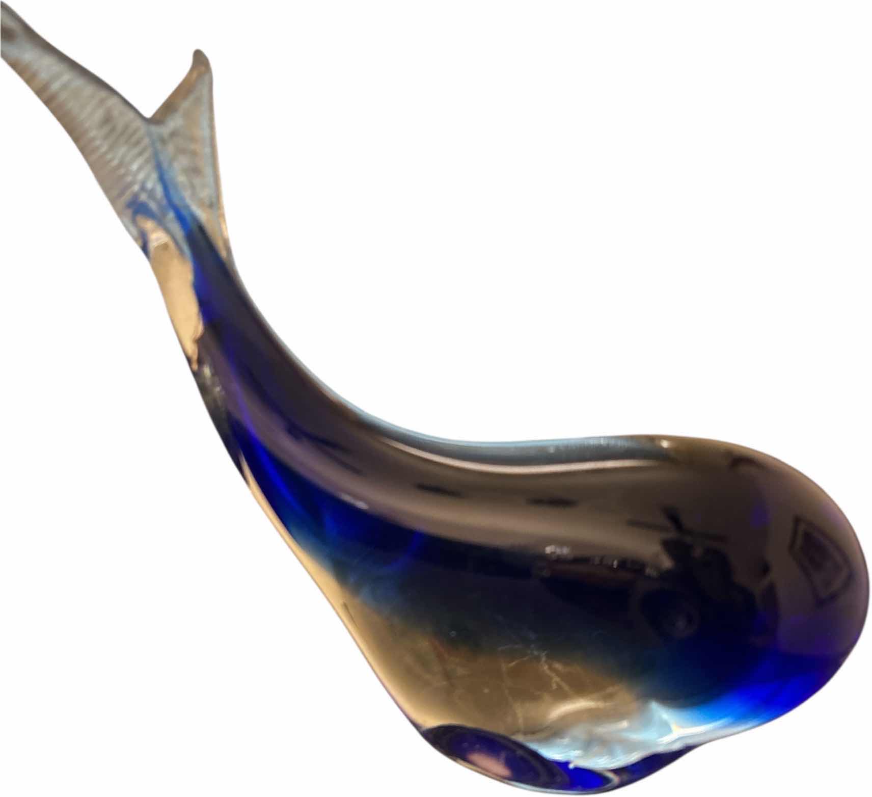 Photo 1 of BLUE BLOWN GLASS WHALE H7.5”
