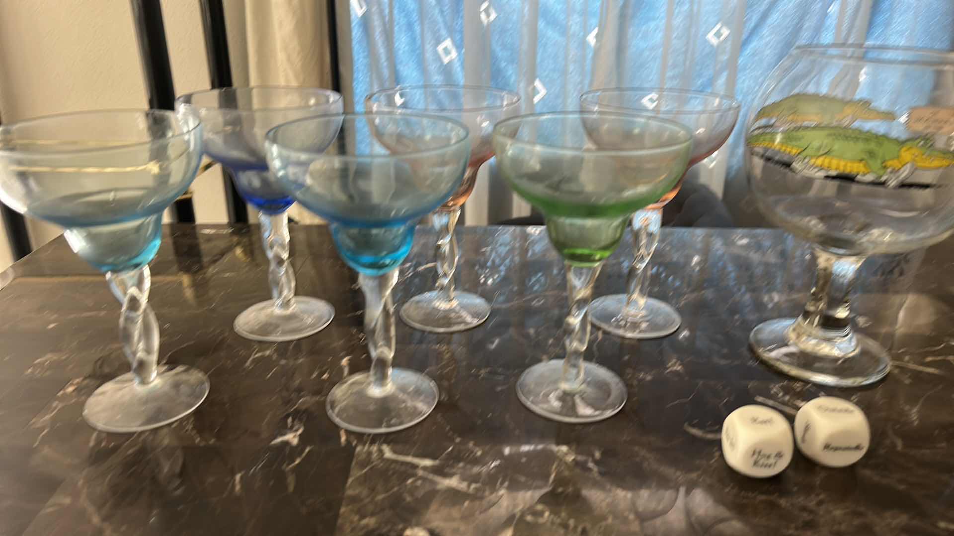 Photo 1 of COCKTAIL GLASSES, 3 VASES,  DICE GAME