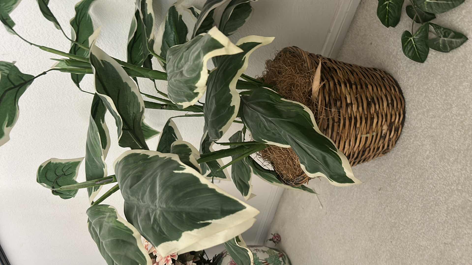 Photo 2 of FAUX GREENERY IN WICKER BASKETS (TALLEST H 32”)