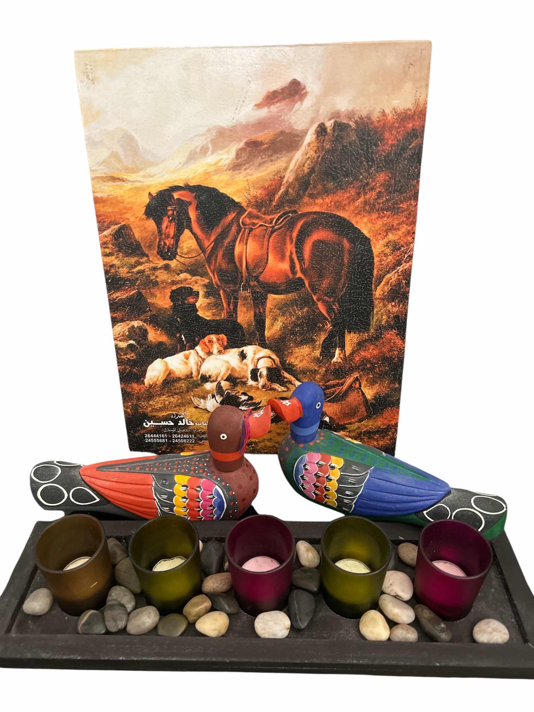 Photo 1 of 4 PC HOME DECOR - ARTWORK 12” x 16”, WOOD DUCKS, CANDLE CENTERPIECE