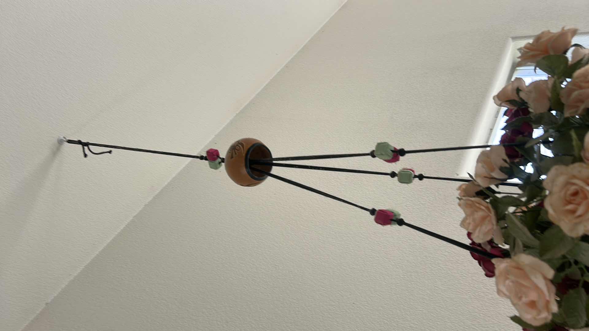 Photo 7 of LARGE HAND-PAINTED HANGING GOURD WITH FAUX FLOWERS EST 6’