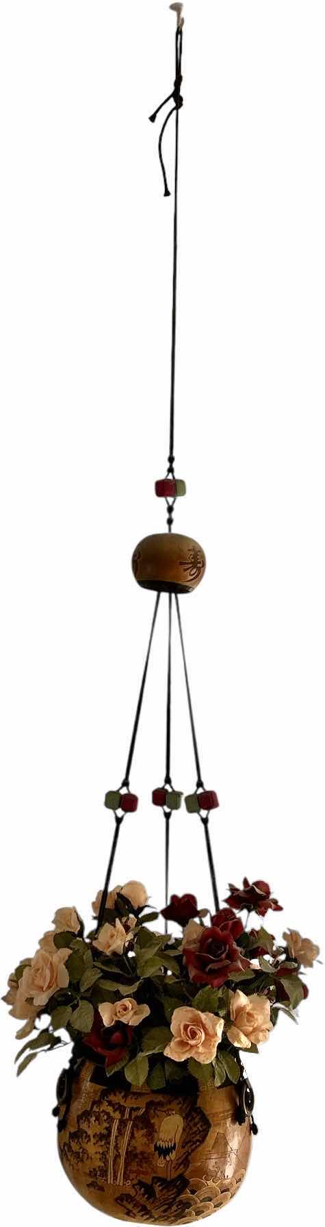 Photo 1 of LARGE HAND-PAINTED HANGING GOURD WITH FAUX FLOWERS EST 6’