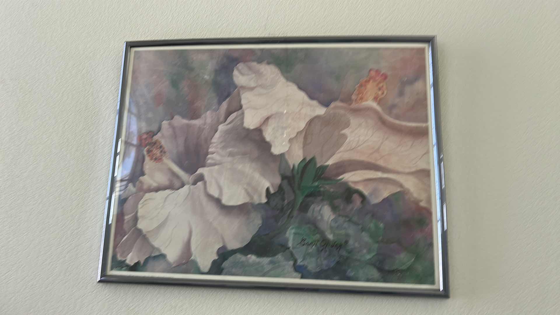 Photo 1 of FRAMED FLORAL SIGNED ARTWORK 28 1/2“ x H 22”