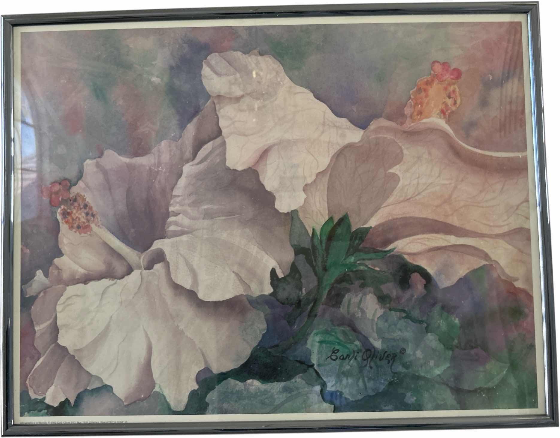 Photo 1 of FRAMED FLORAL SIGNED ARTWORK 28 1/2“ x H 22”