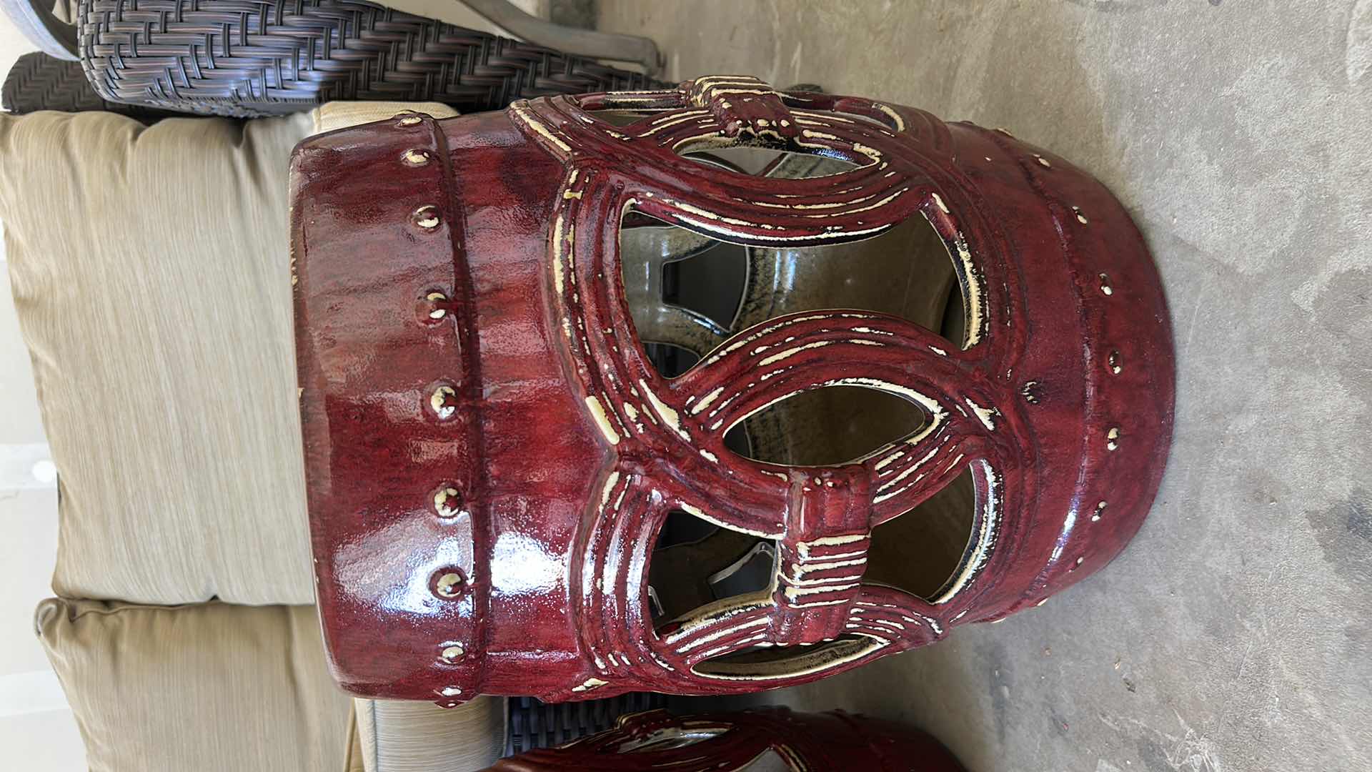 Photo 1 of GLAZED CERAMIC GARDEN STOOL H17”