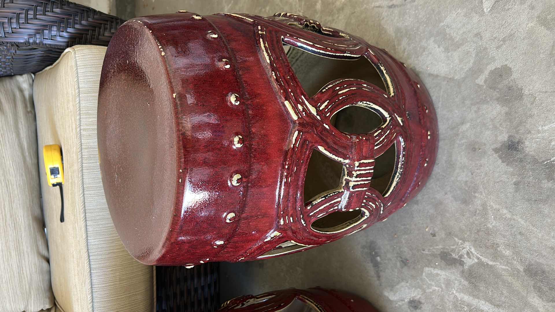 Photo 1 of GLAZED CERAMIC GARDEN STOOL H17”