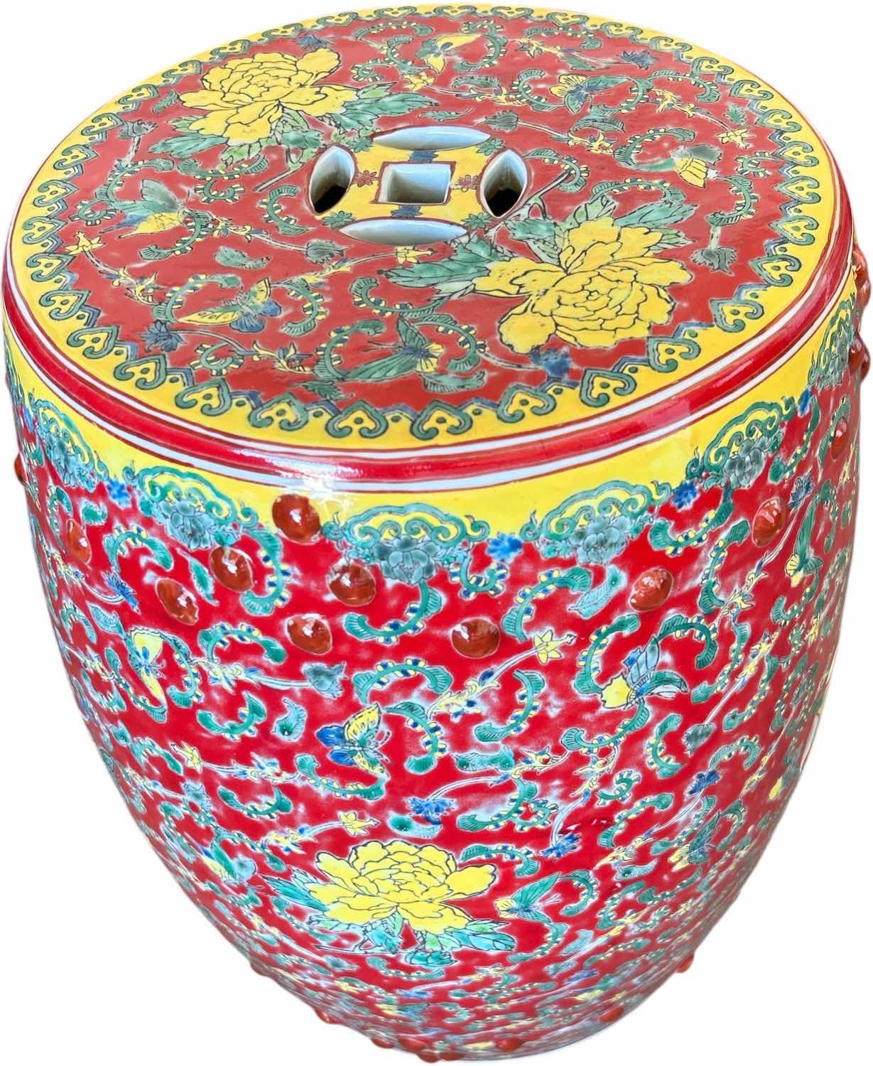 Photo 1 of PAINTED CERAMIC GARDEN STOOL H18”