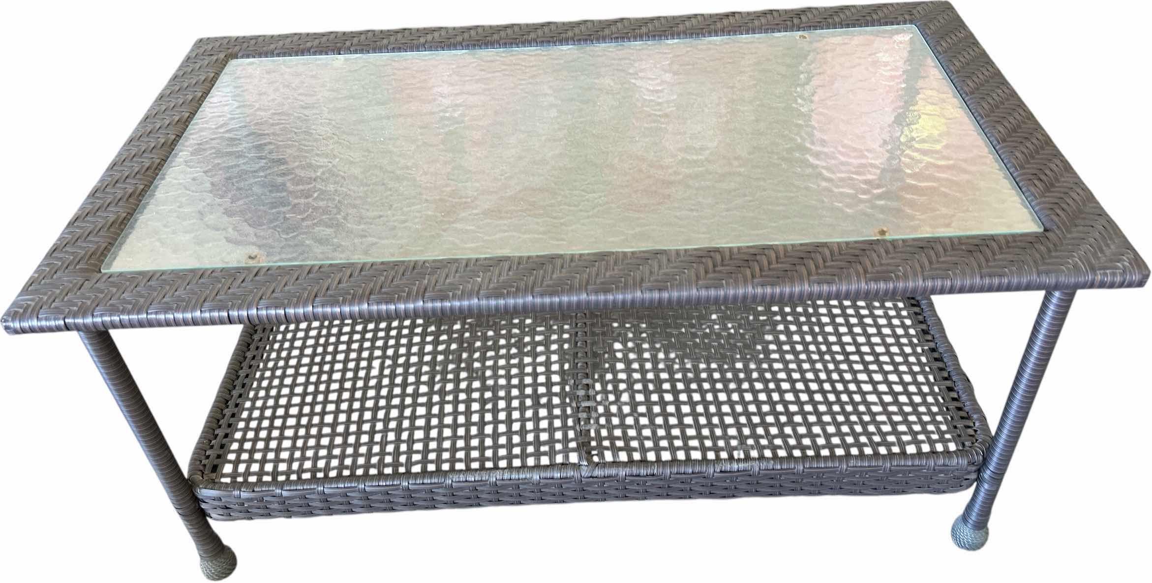 Photo 1 of FAUX WICKER OUTDOOR COCKTAIL TABLE 39“ x 21 1/2“ x H18“