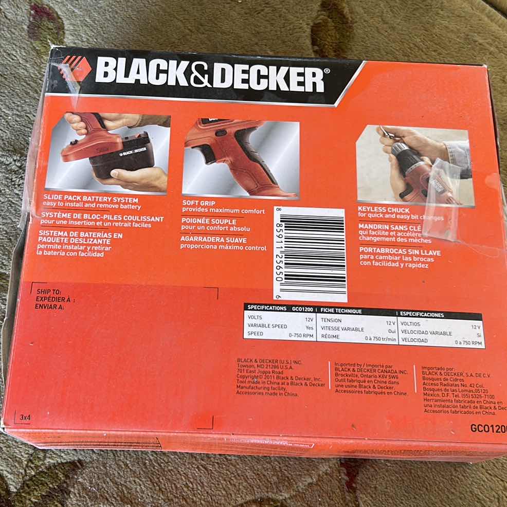 Photo 1 of NEW IN BOX BLACK AND DECKER 12V CORDLESS DRILL