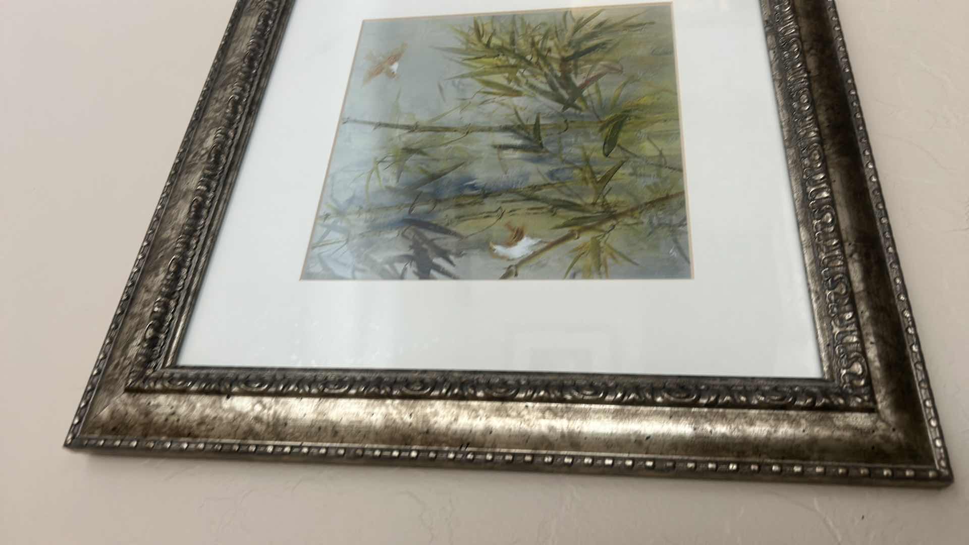 Photo 1 of FRAMED BAMBOO & BIRDS ARTWORK 15” x 15”