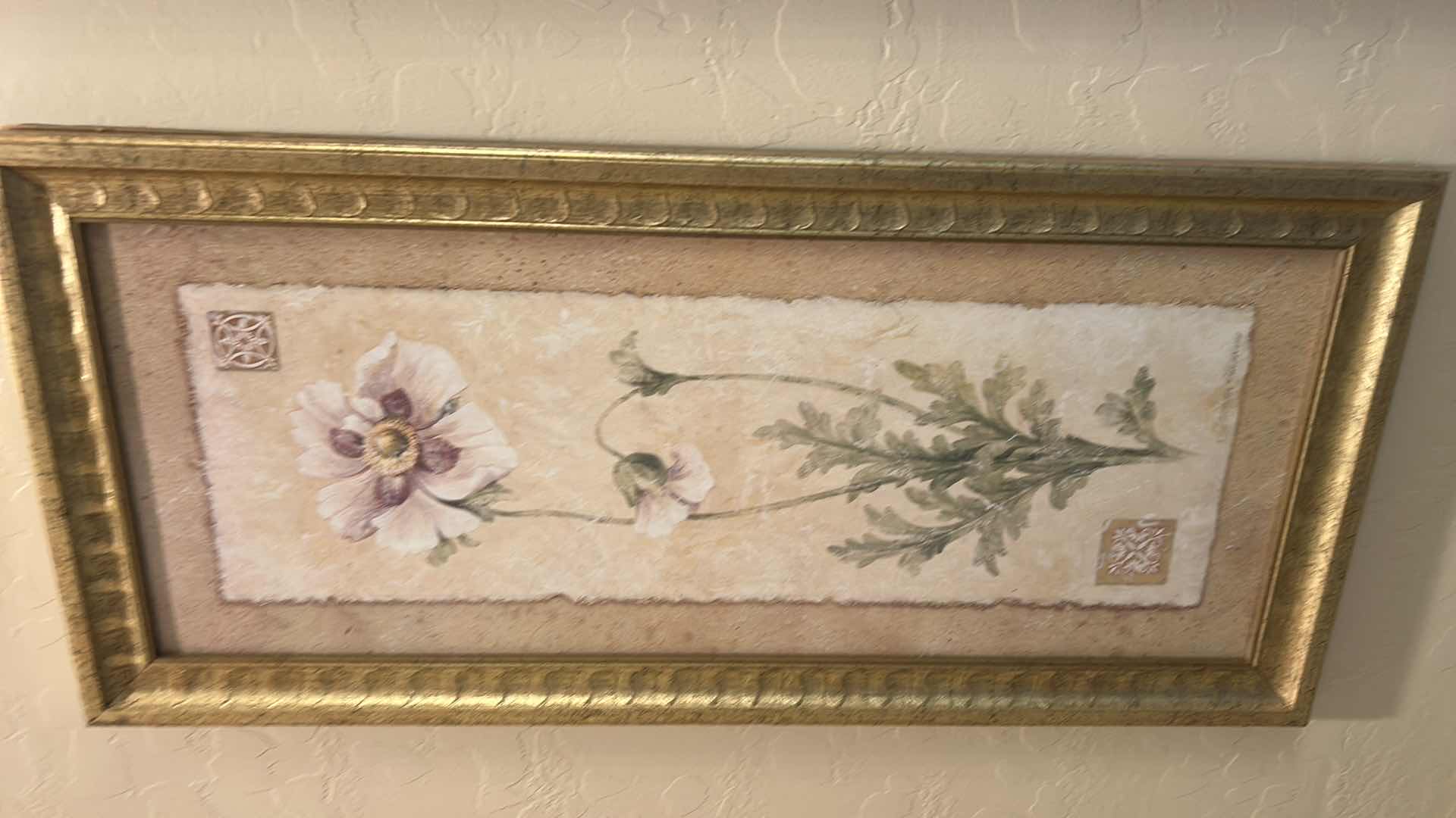 Photo 1 of 2 GOLD FRAMED FLORAL ARTWORK 10 1/4“ x H22“