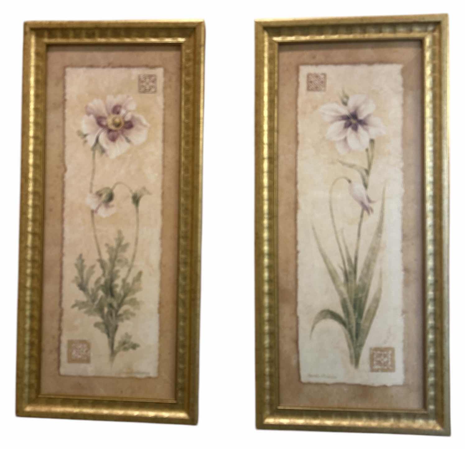 Photo 1 of 2 GOLD FRAMED FLORAL ARTWORK 10 1/4“ x H22“