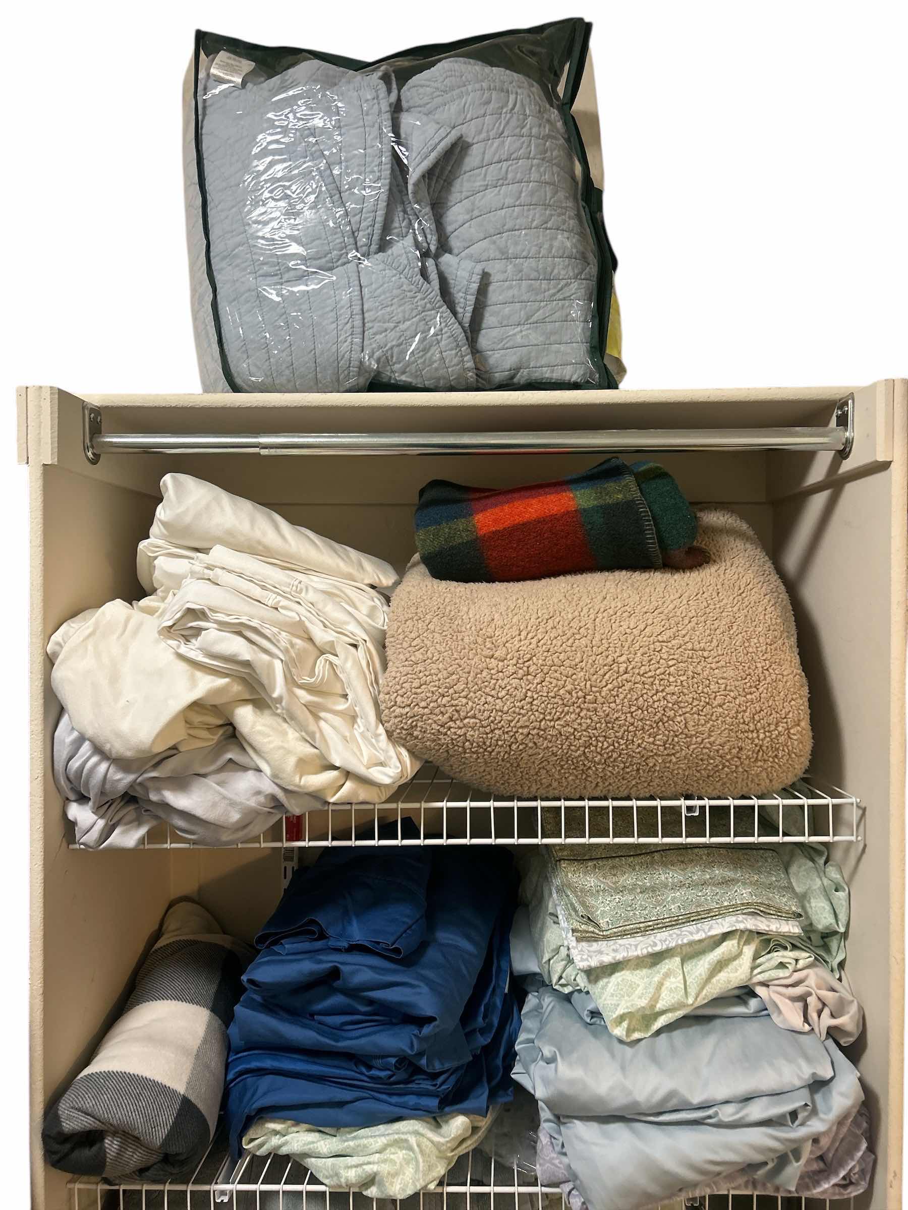 Photo 1 of LINENS AND BLANKETS ON 3 SHELVES