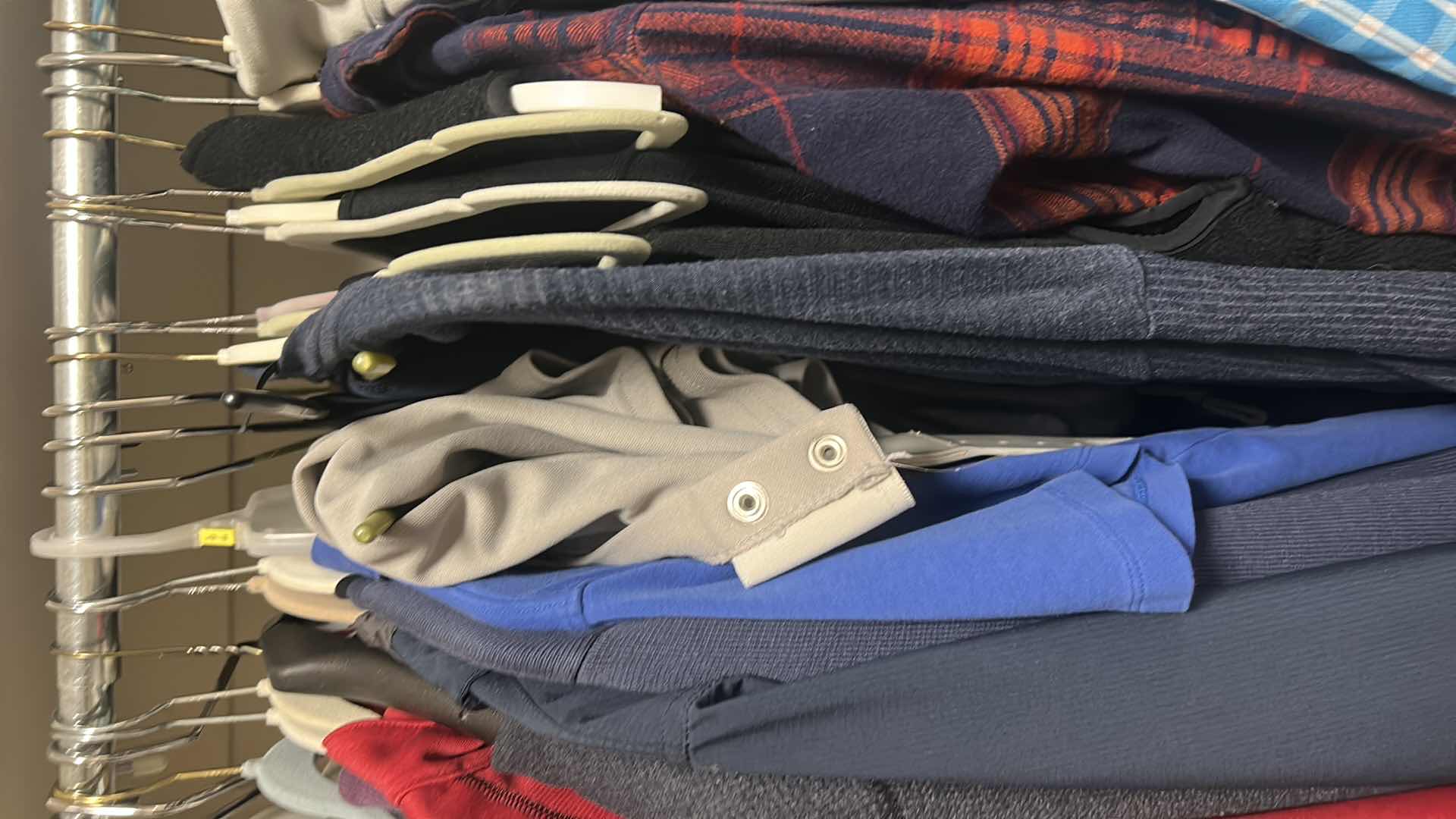 Photo 1 of MENS CLOTHING SIZE L, PANTS 38 x 30 AND HANGERS