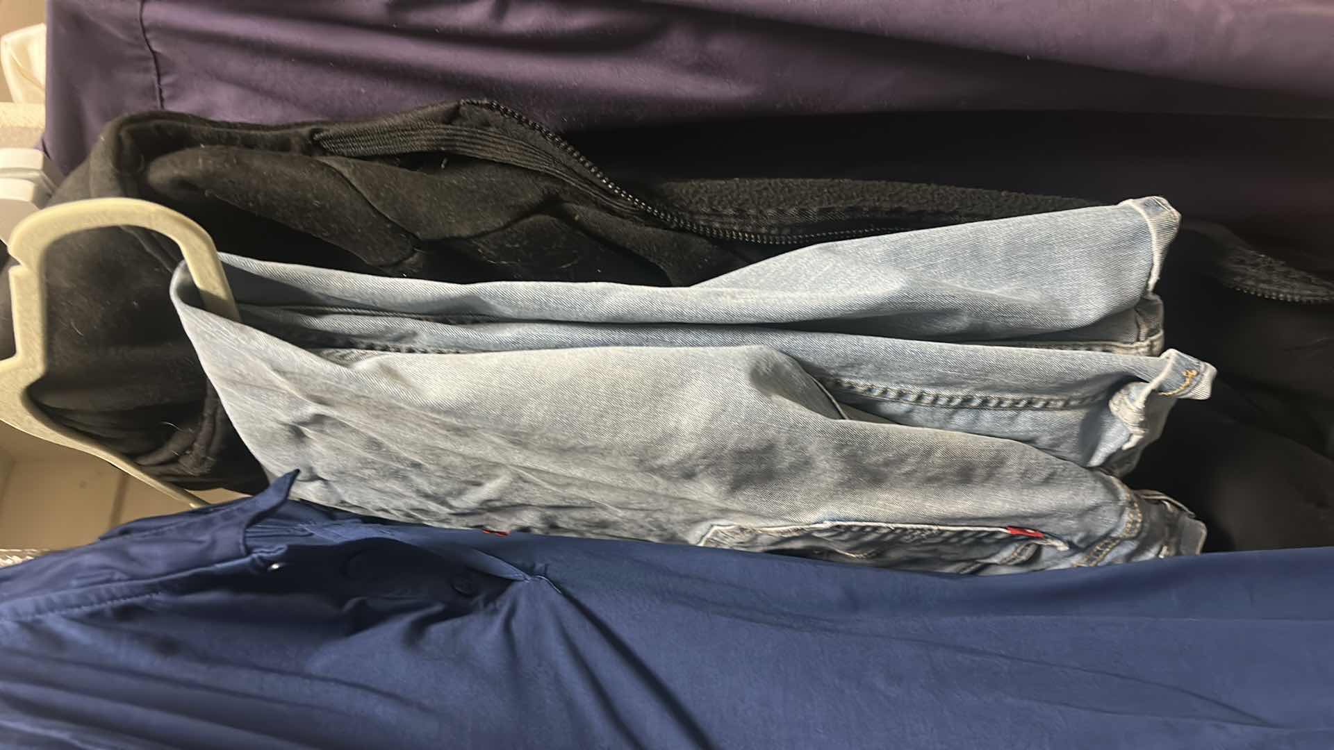 Photo 1 of MENS CLOTHING SIZE L, PANTS 38 x 30 AND HANGERS