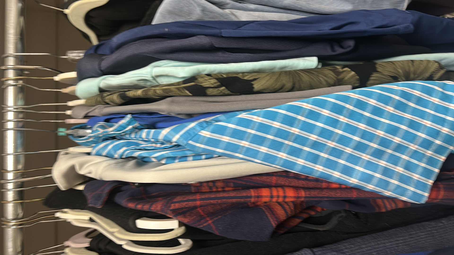 Photo 1 of MENS CLOTHING SIZE L, PANTS 38 x 30 AND HANGERS