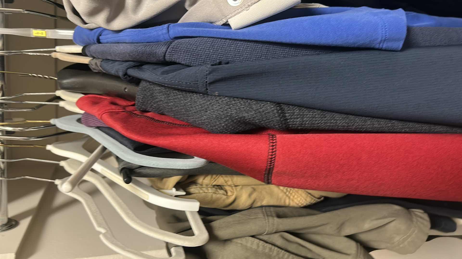 Photo 1 of MENS CLOTHING SIZE L, PANTS 38 x 30 AND HANGERS