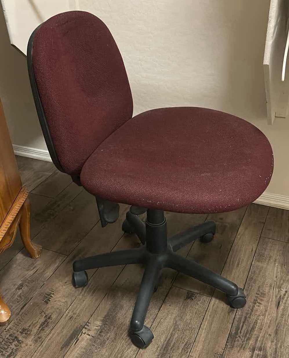 Photo 1 of BURGANDY OFFICE CHAIR ON WHEELS