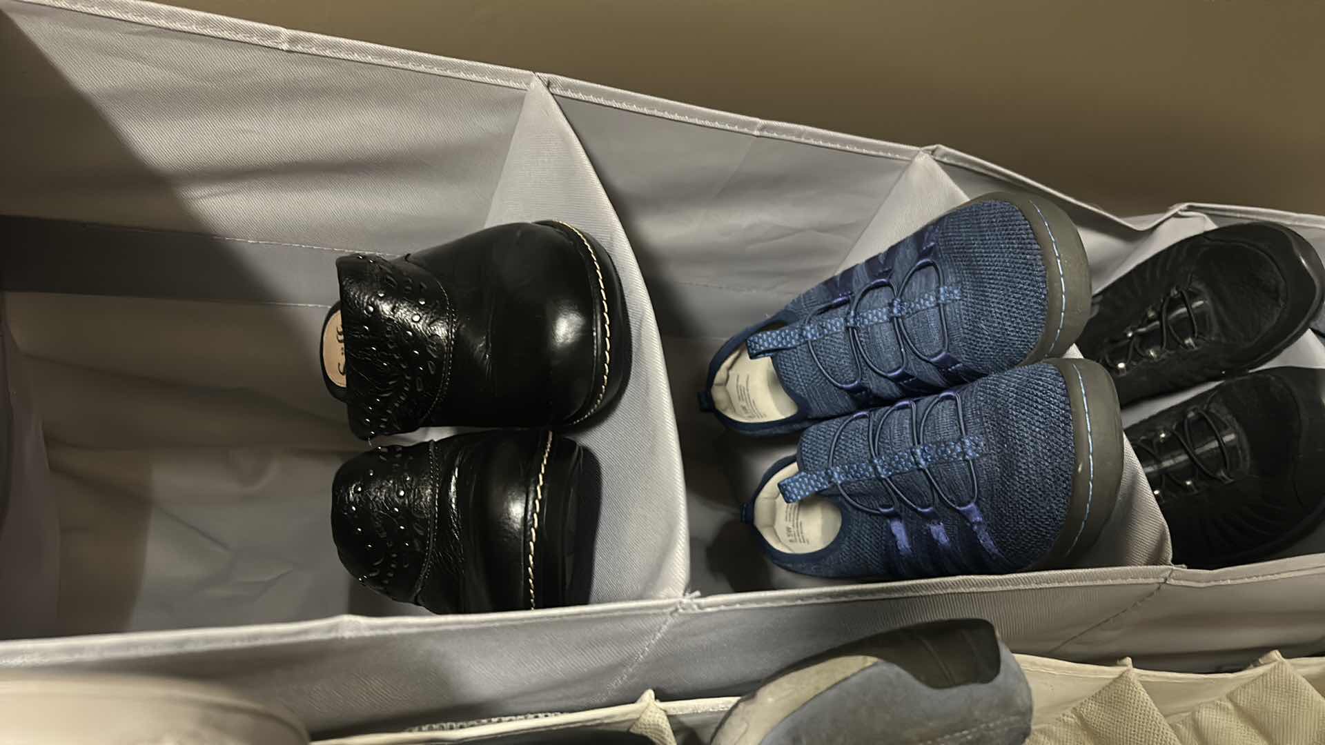 Photo 1 of 3 HANGING SHOE RACKS AND 11 PAIRS WOMENS SHOES MOSTLY SIZE 8.5