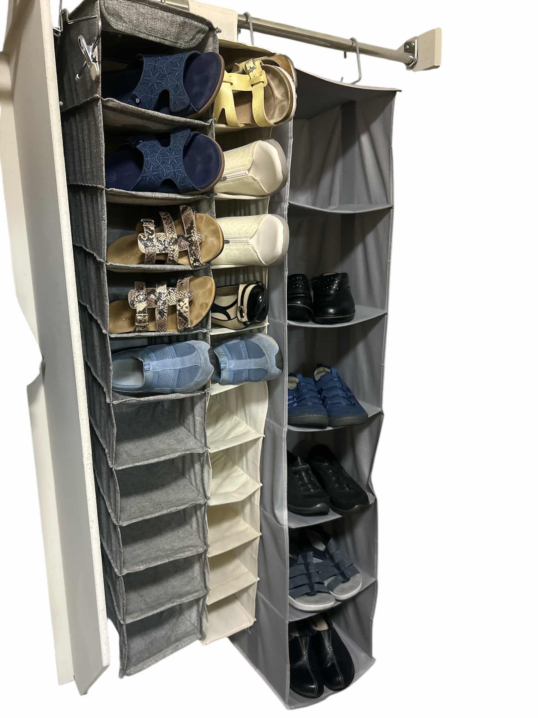 Photo 1 of 3 HANGING SHOE RACKS AND 11 PAIRS WOMENS SHOES MOSTLY SIZE 8.5