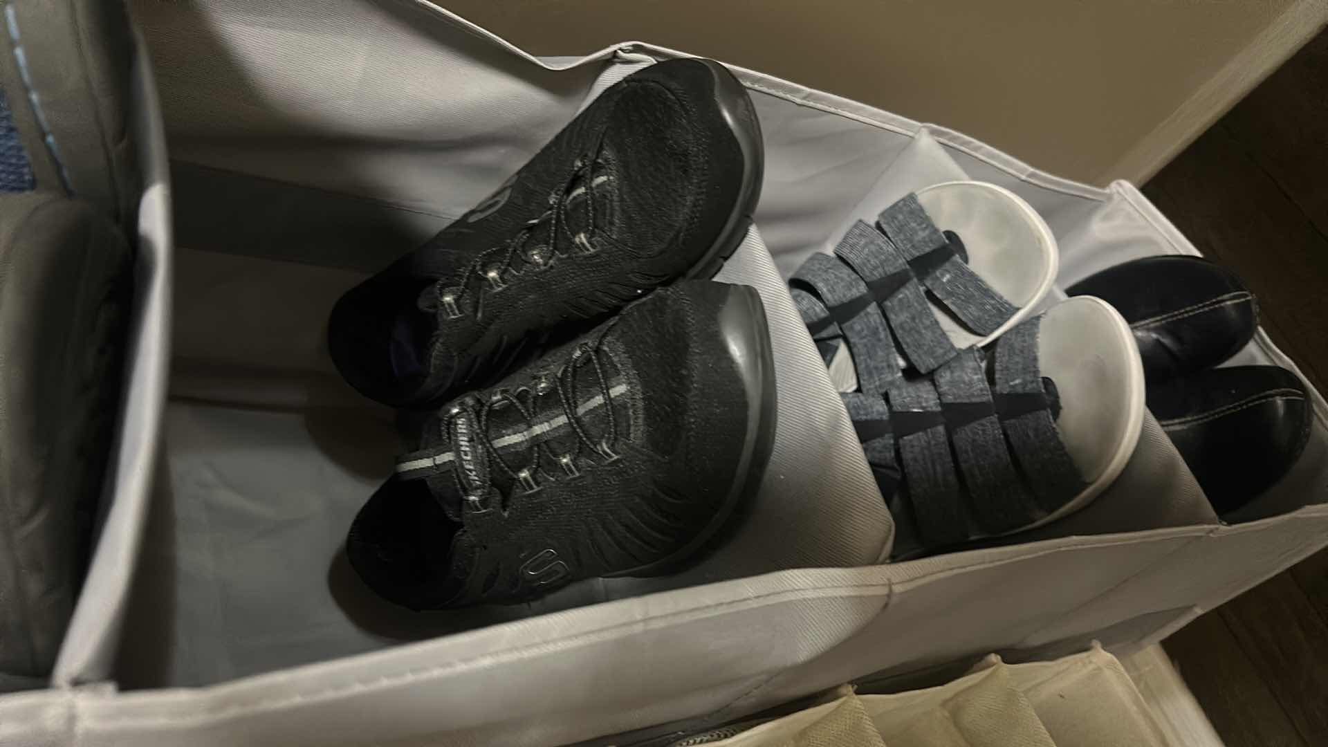 Photo 1 of 3 HANGING SHOE RACKS AND 11 PAIRS WOMENS SHOES MOSTLY SIZE 8.5