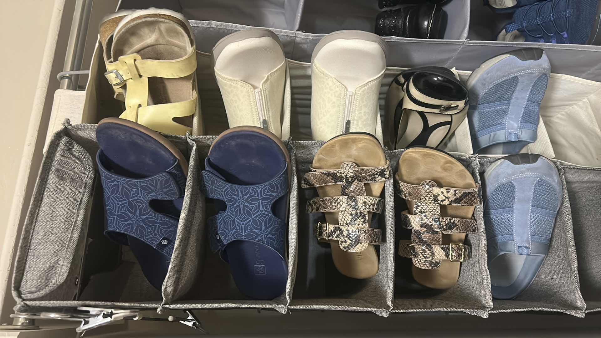 Photo 1 of 3 HANGING SHOE RACKS AND 11 PAIRS WOMENS SHOES MOSTLY SIZE 8.5