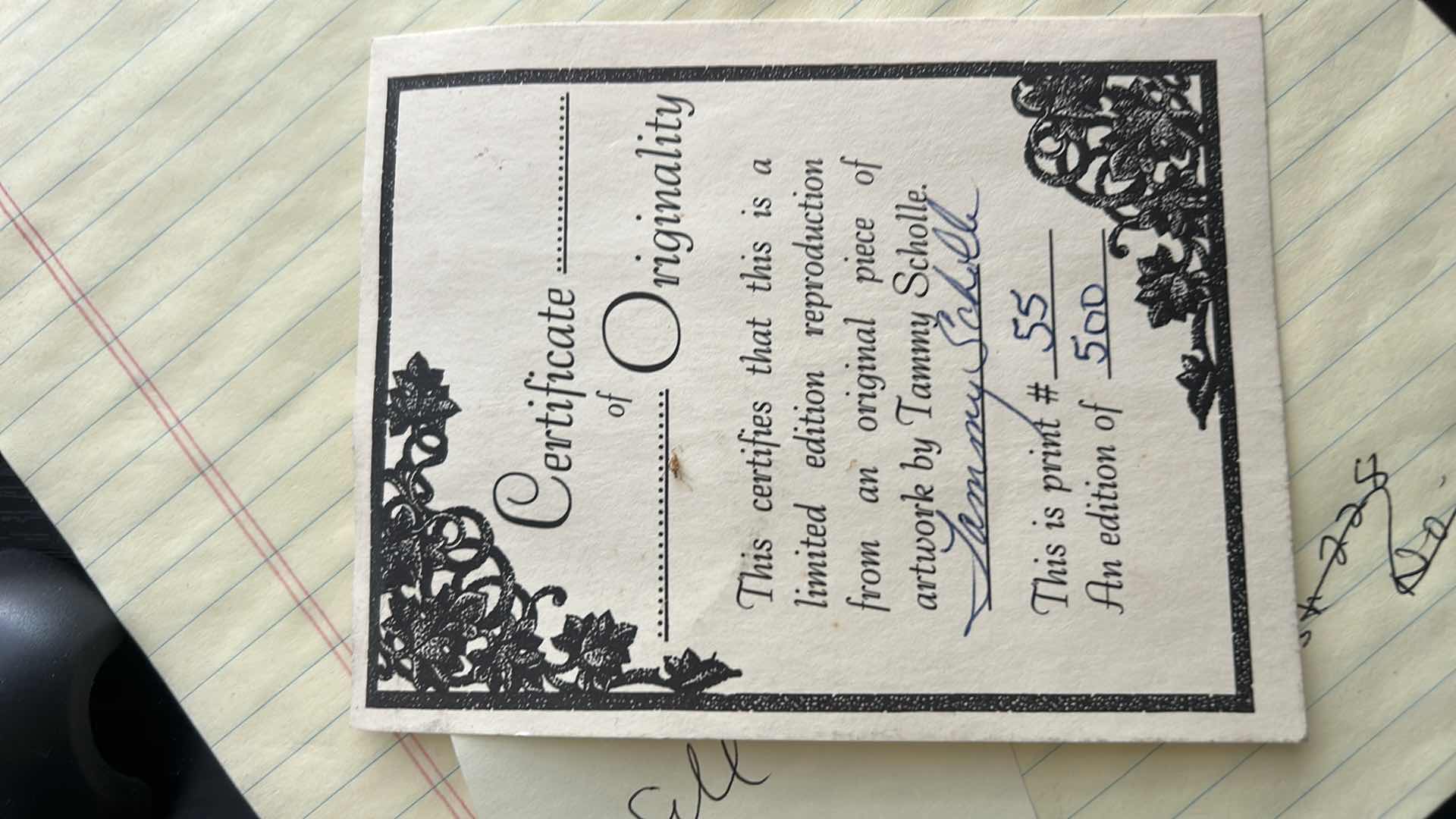 Photo 1 of FRAMED, SIGNED LIMITED EDITION REPRODUCTION FROM A LIMITED PIECE ARTWORK BY TAMMY SCHOLLE WITH COA 3” x H22 1/2”