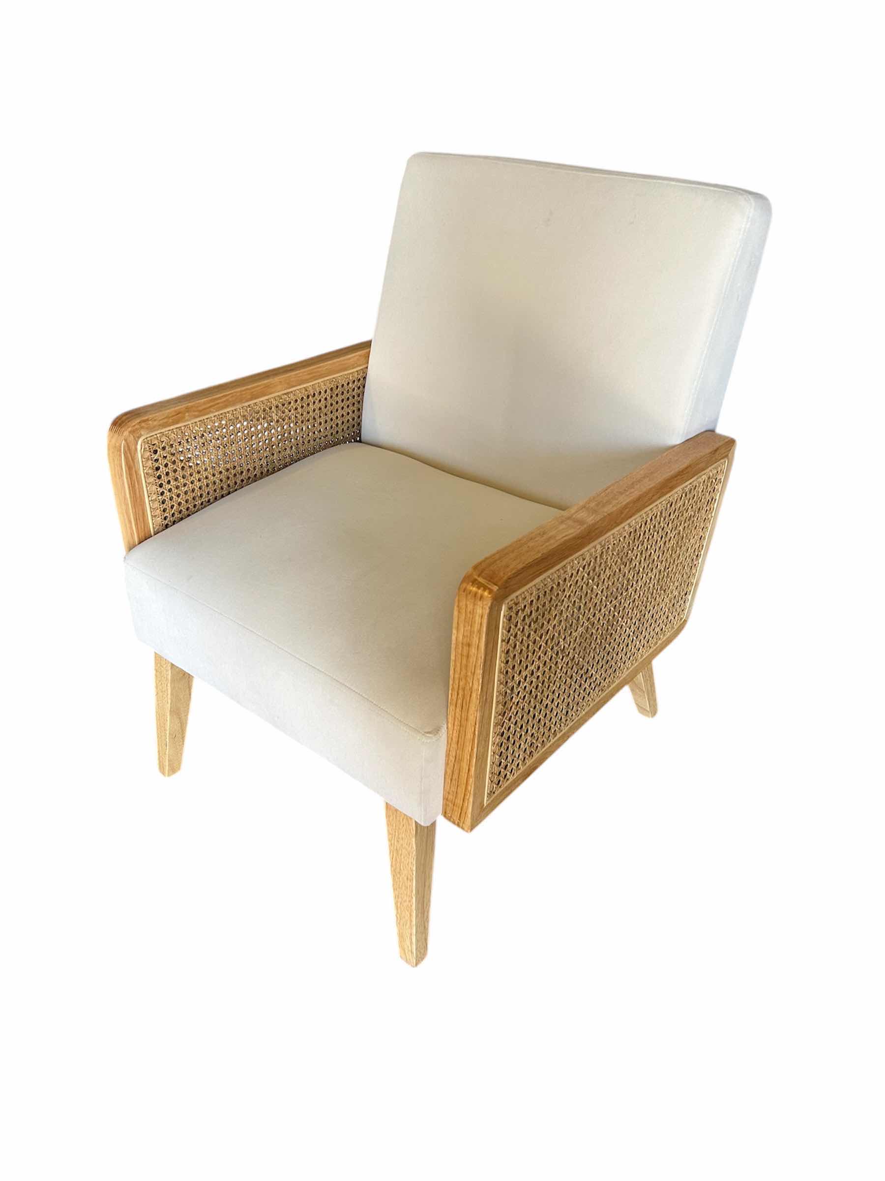 Photo 1 of DELPHINE LINEN CANE ACCENT CHAIR
