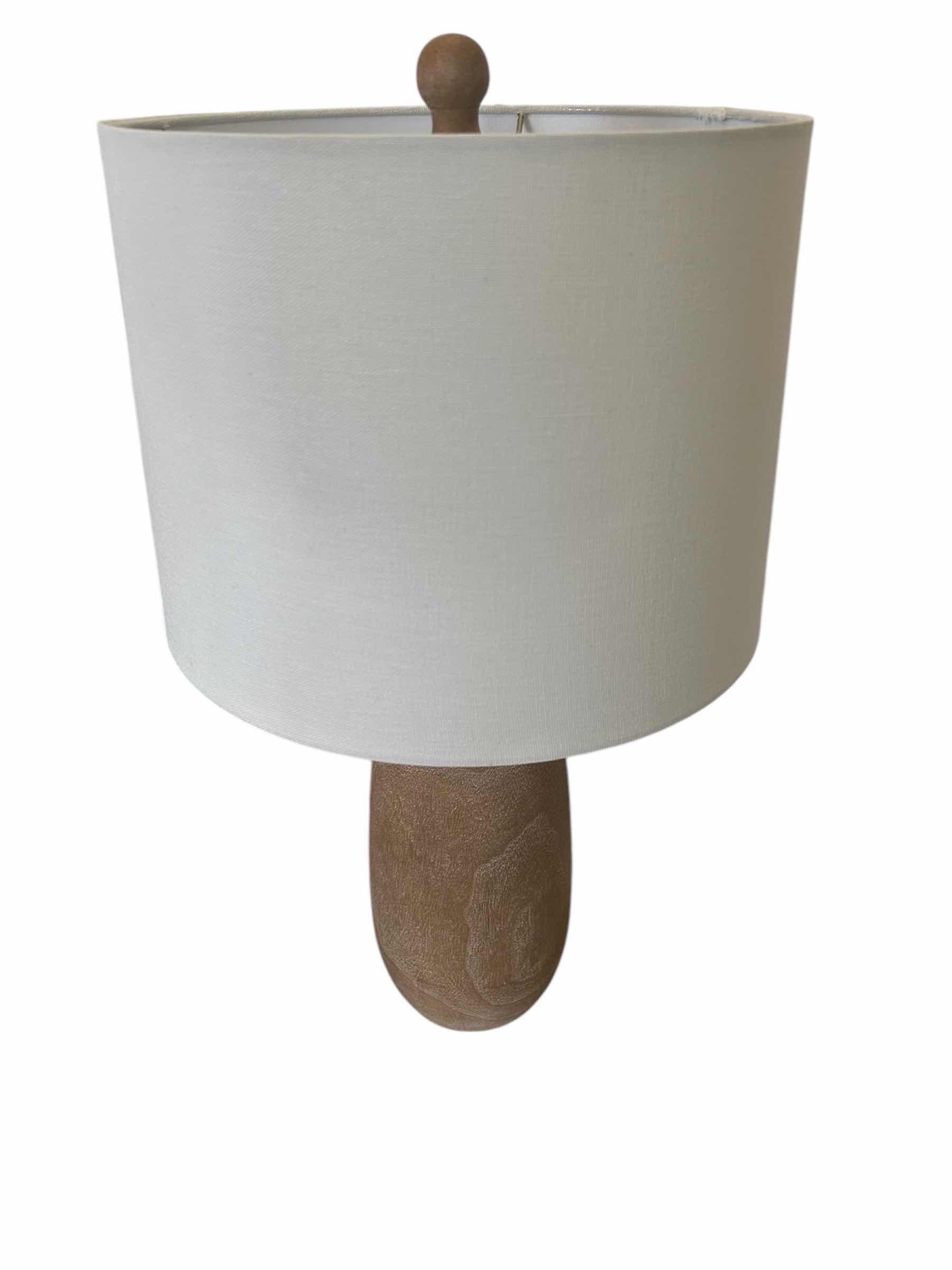 Photo 1 of EARTH TONE RESIN BASE W WHITE SHADE TABLE LAMP H 22”