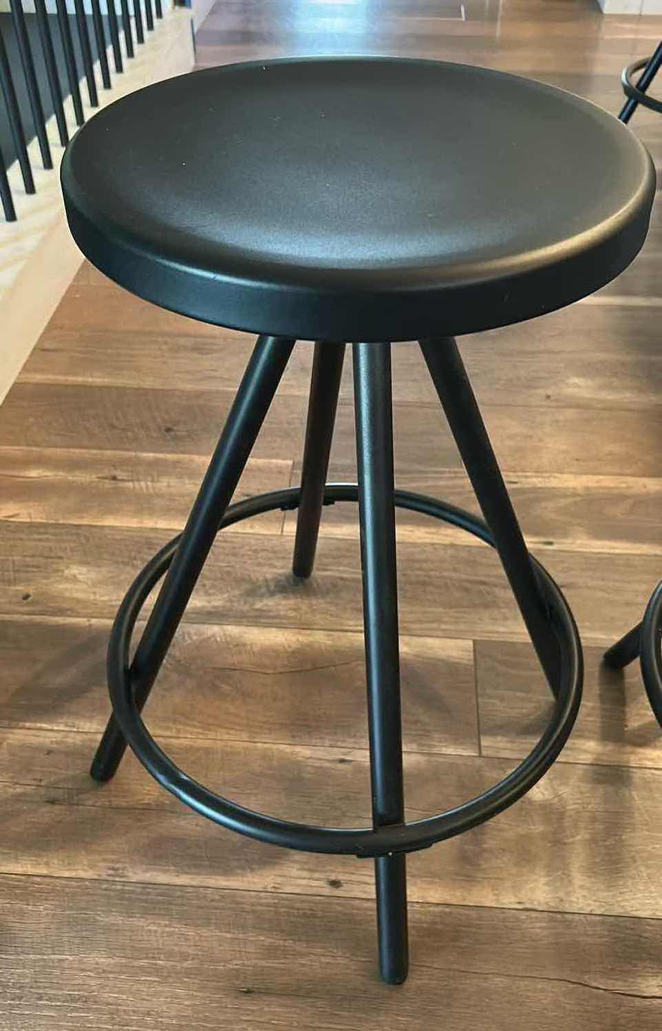 Photo 1 of 2- BLACK METAL BAR STOOLS H 24”