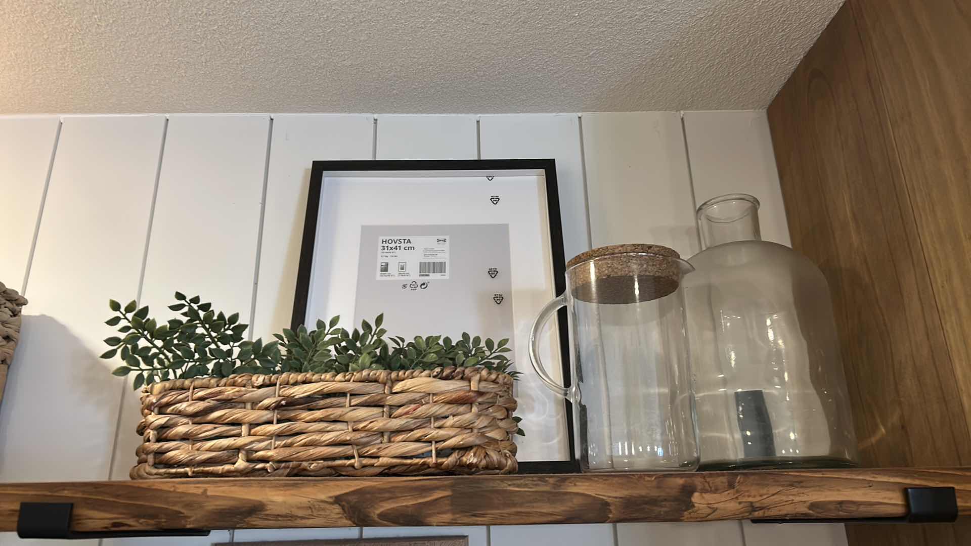 Photo 1 of CONTENTS OF SHELF PICTUREE BASKET GLASS PITCHER