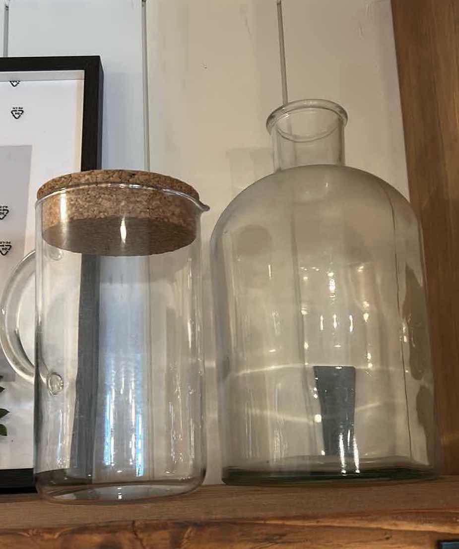 Photo 1 of CONTENTS OF SHELF PICTUREE BASKET GLASS PITCHER