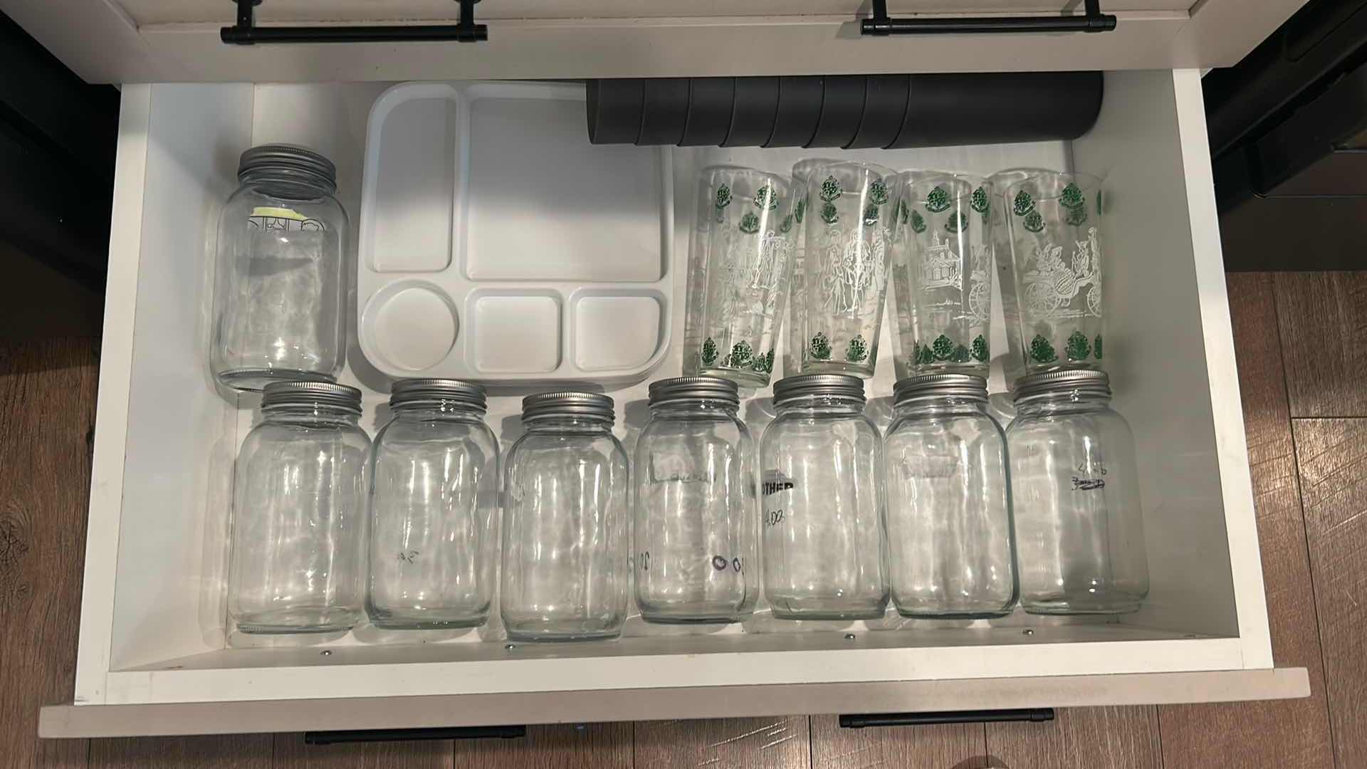Photo 1 of CONTENTS OF DRAWER MASON JARS PLASTIC CUPS TRAYS