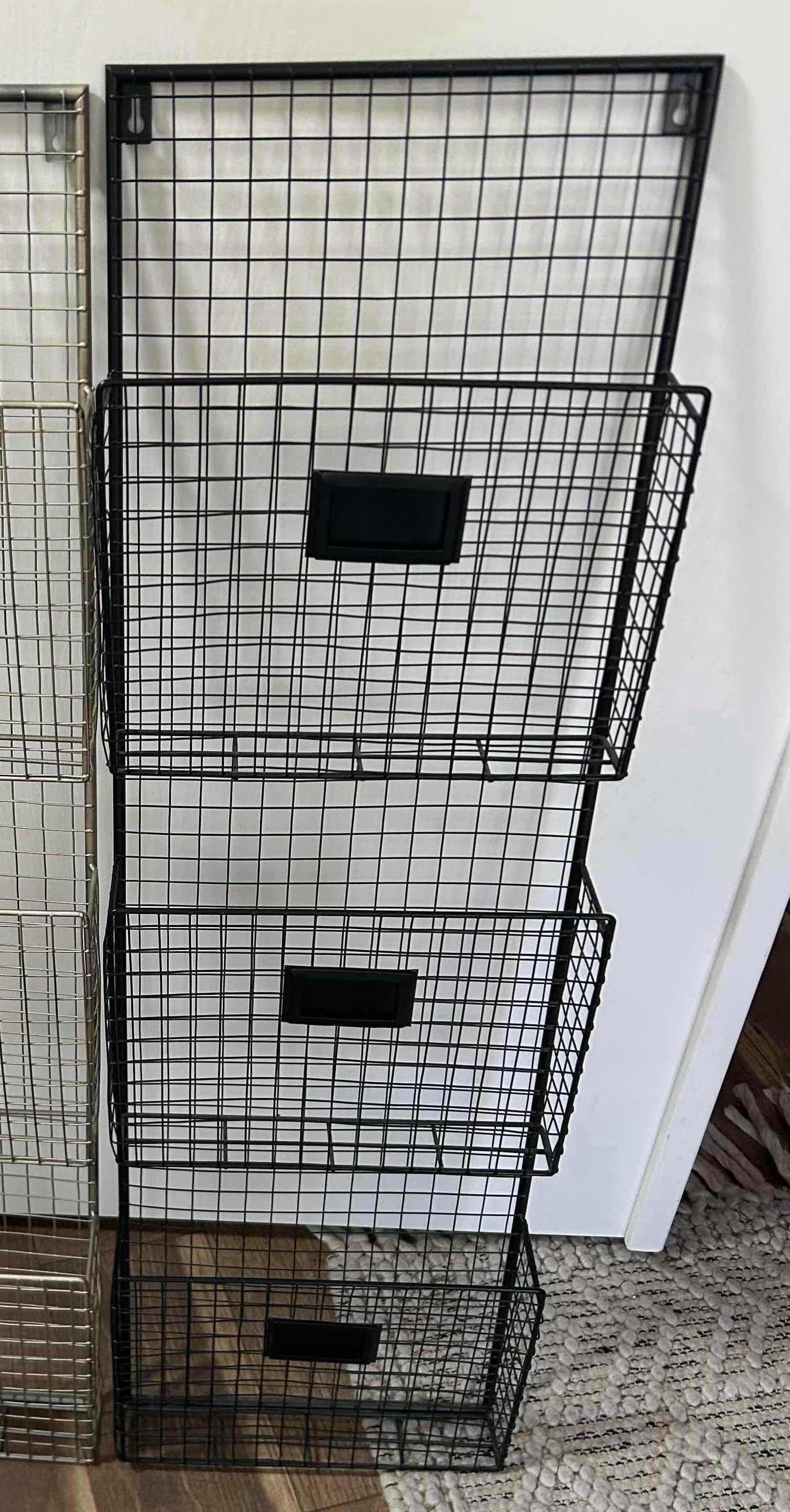 Photo 1 of 2- BLACK AND SILVER METAL HANGING FILE FOLDER RACKS 12” X 39” EACH