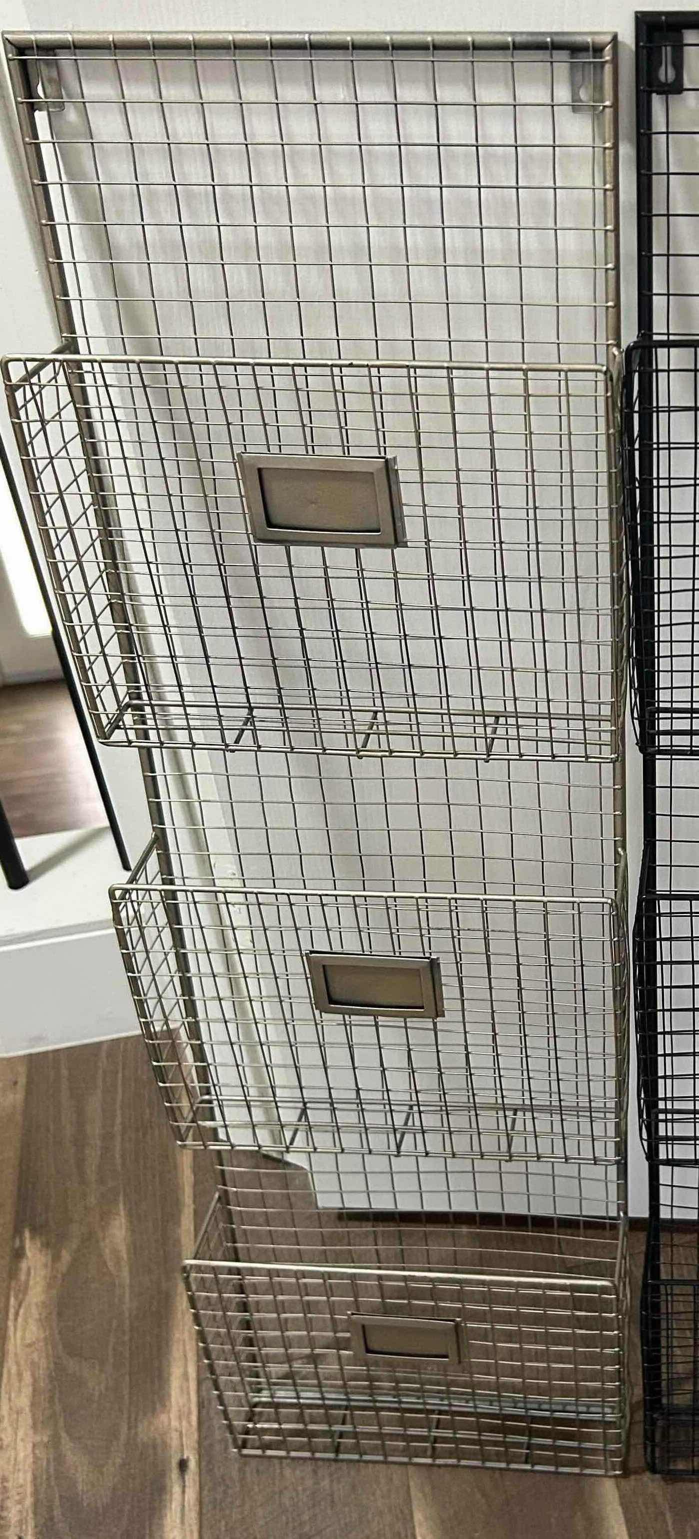 Photo 1 of 2- BLACK AND SILVER METAL HANGING FILE FOLDER RACKS 12” X 39” EACH