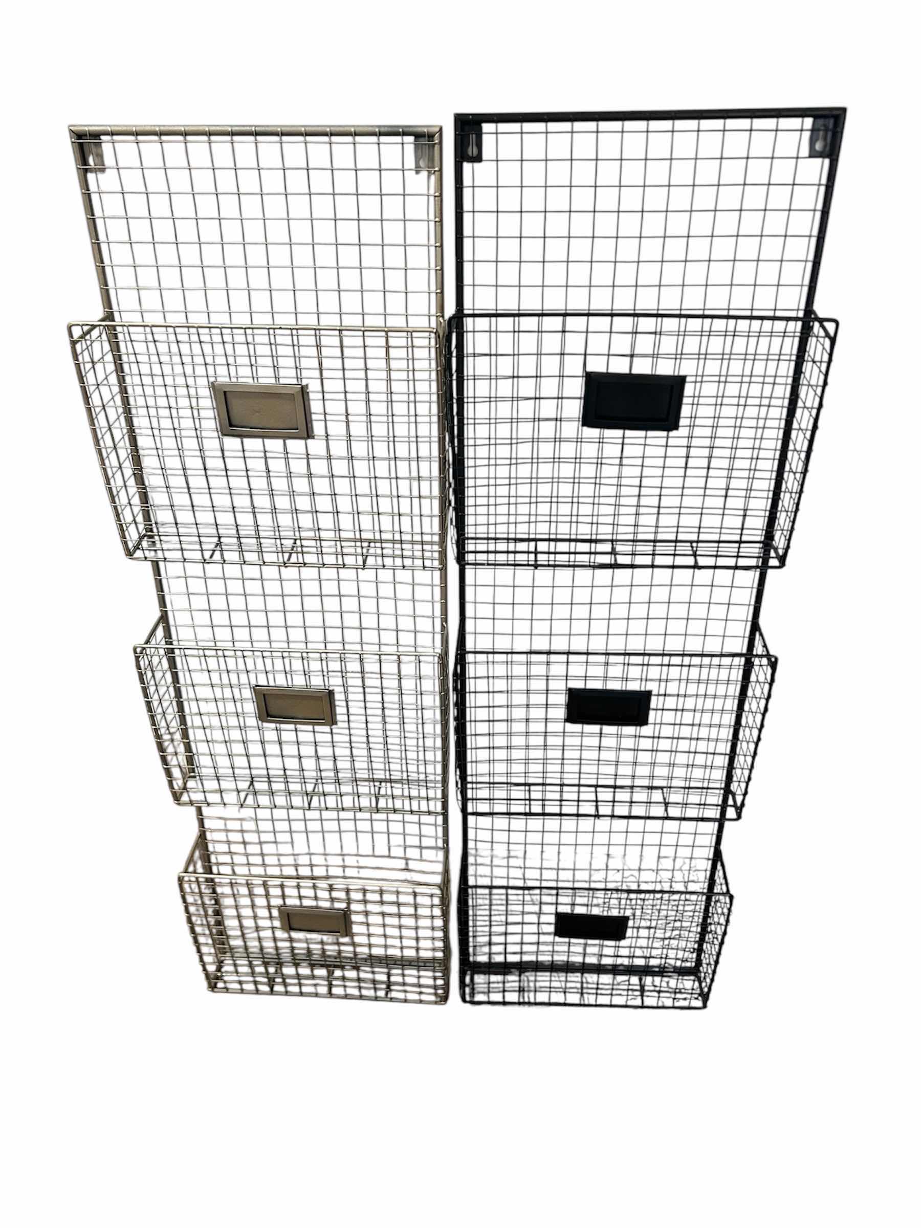 Photo 1 of 2- BLACK AND SILVER METAL HANGING FILE FOLDER RACKS 12” X 39” EACH