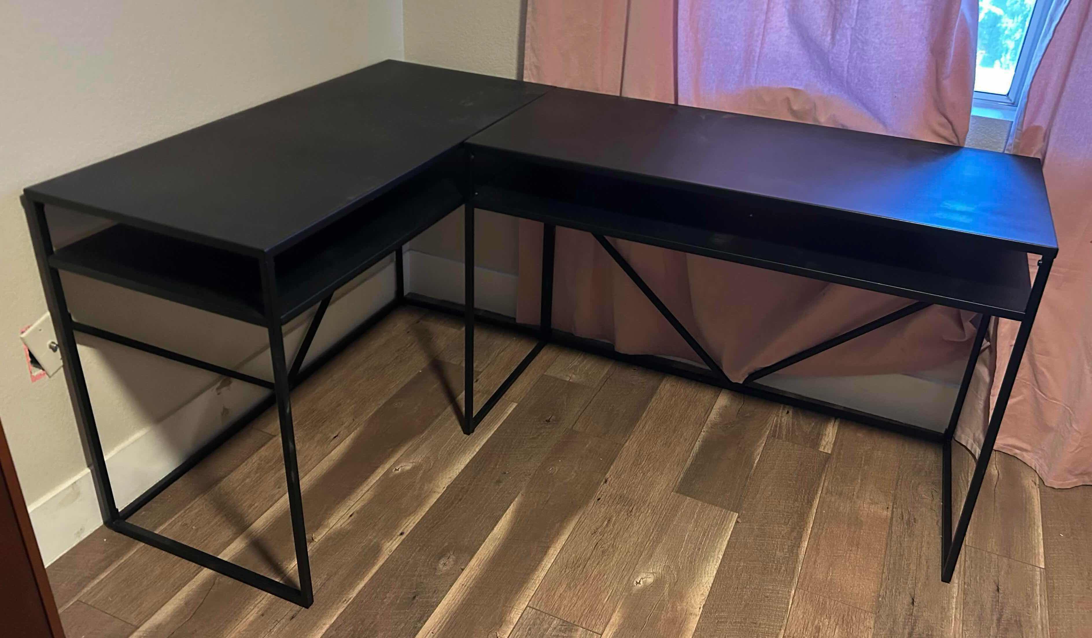 Photo 1 of BLACK 2 PIECE L SHAPE MODULE DESK 43” X 63”