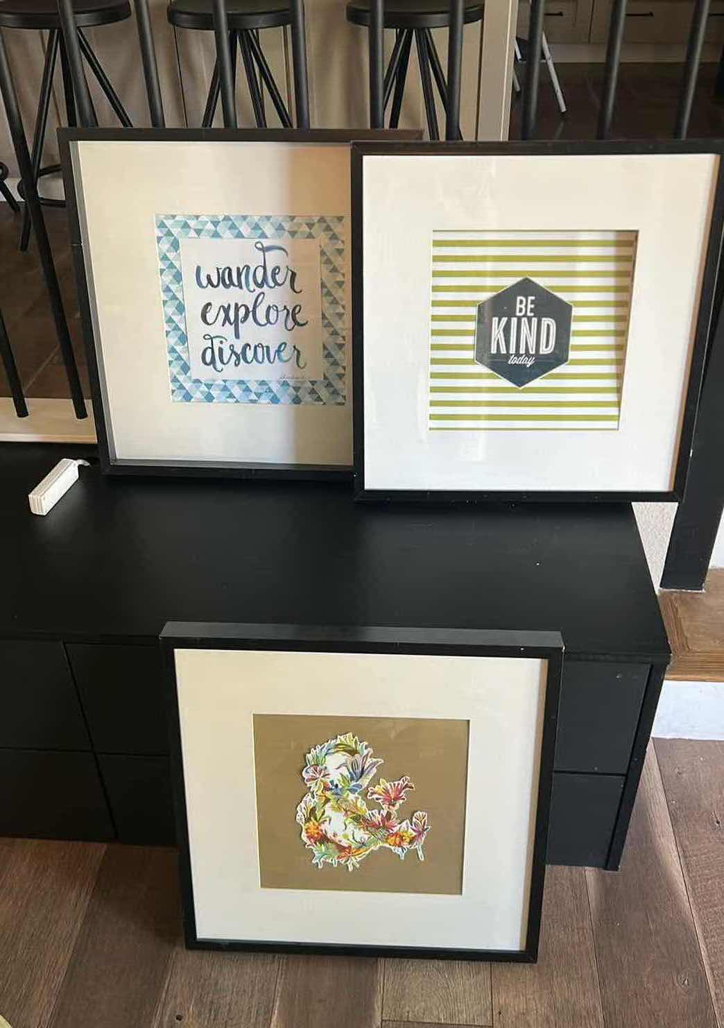 Photo 1 of 3- BLACK FRAMED ART 21” X 21”