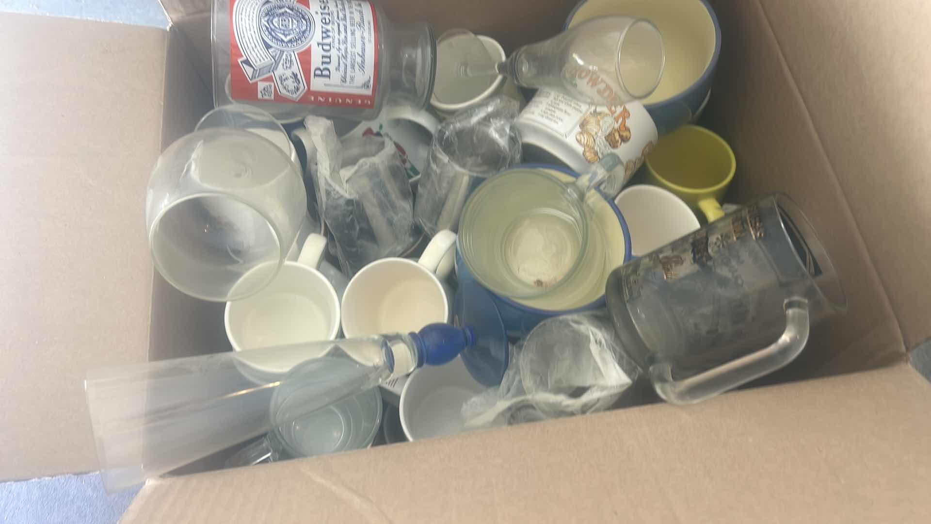 Photo 1 of BOX FULL OF MUGS AND GLASSWARE