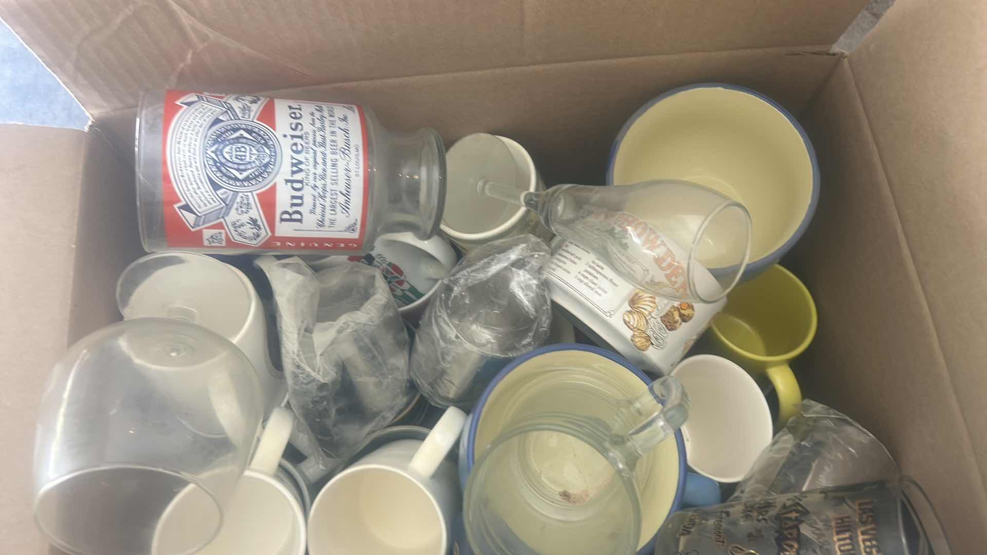 Photo 1 of BOX FULL OF MUGS AND GLASSWARE