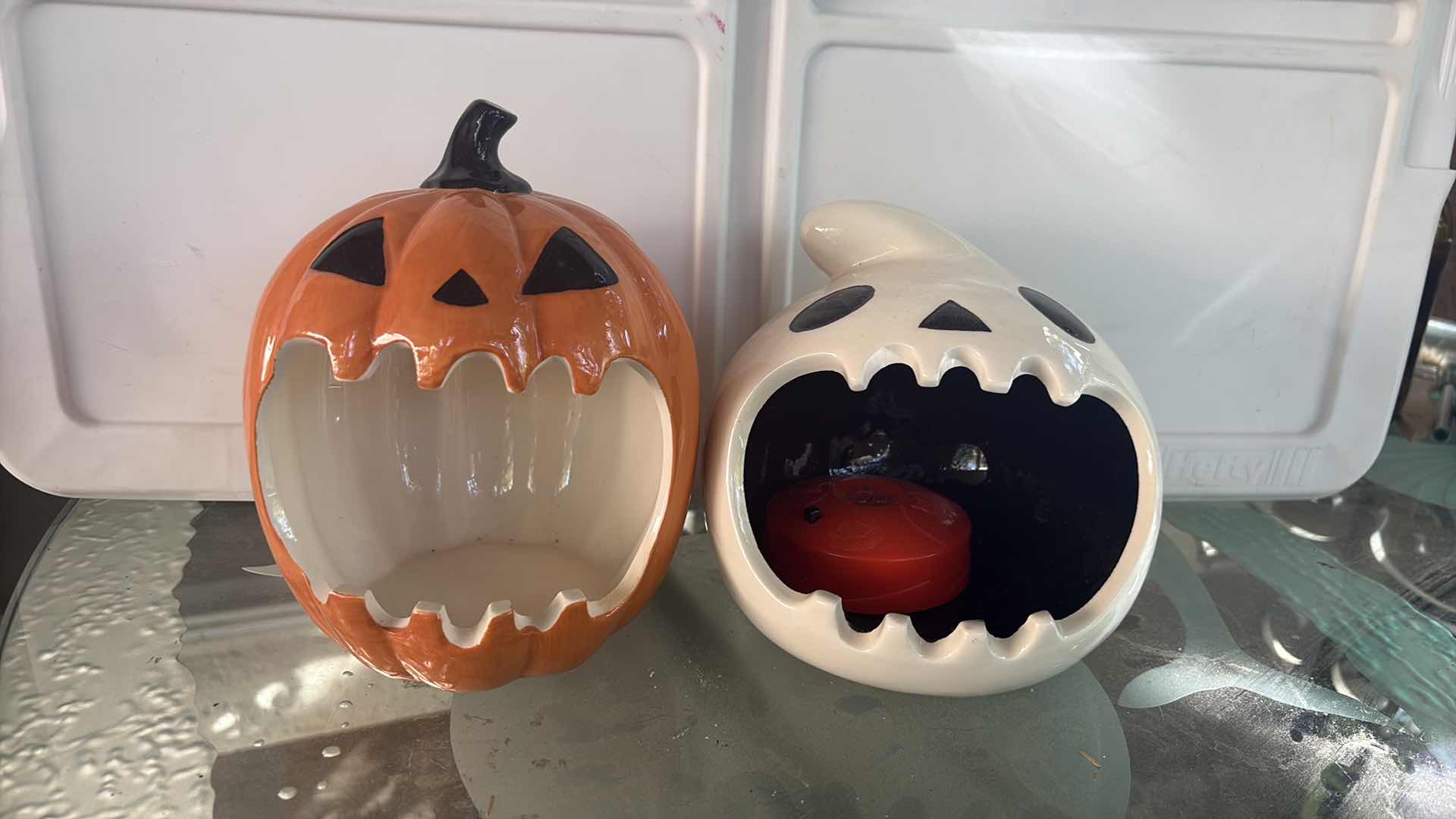 Photo 1 of CONTENTS OF TOTE HALLOWEEN DECORATIONS 12” CANDLEABRA