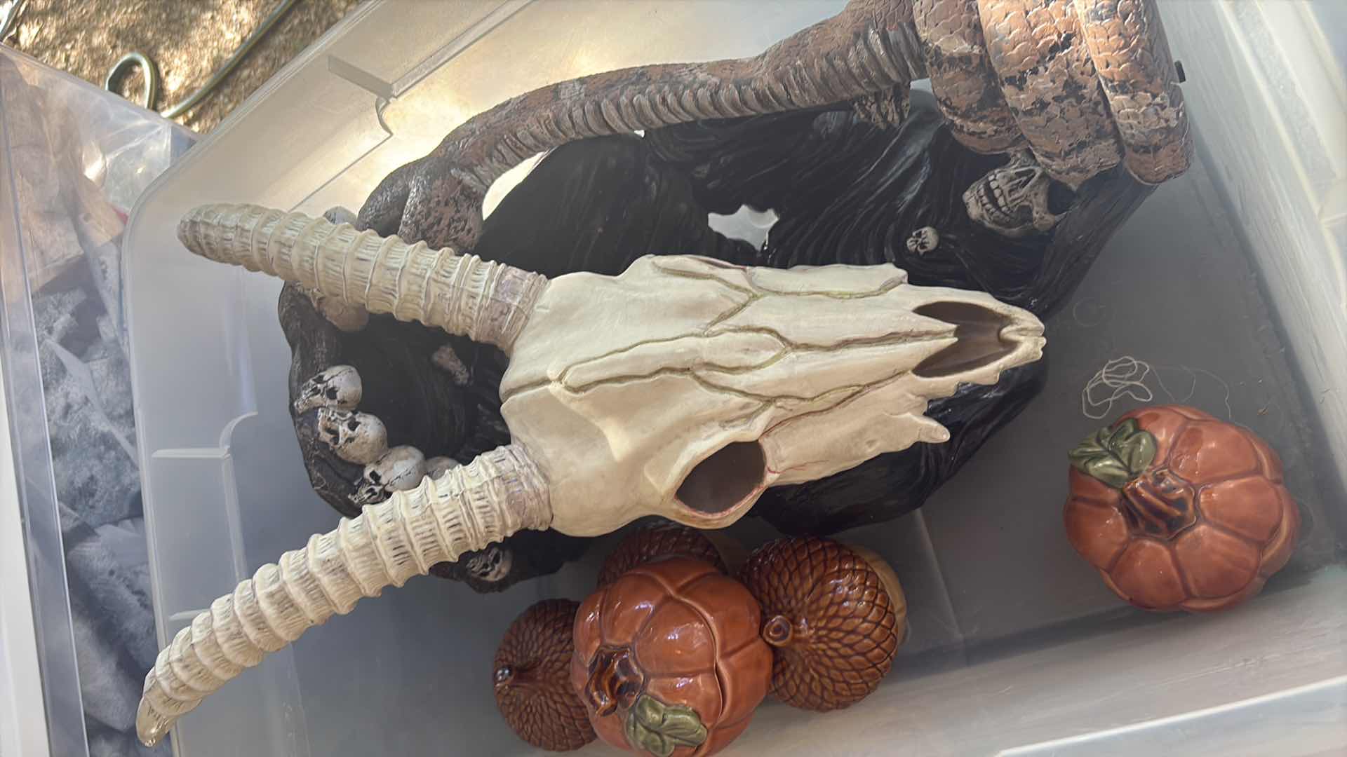 Photo 1 of CONTENTS OF TOTE HALLOWEEN DECORATIONS 14” GRIM REAPER