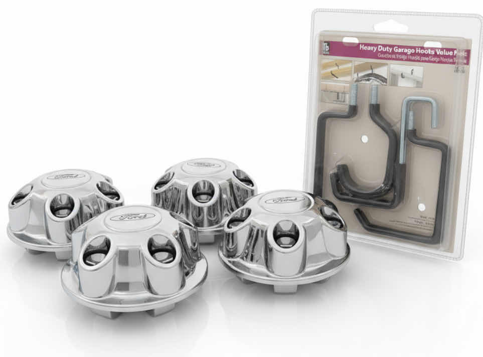 Photo 1 of 4 FORD HUBCAPS & NEW  HEAVY  DUTY GARAGE HOOKS