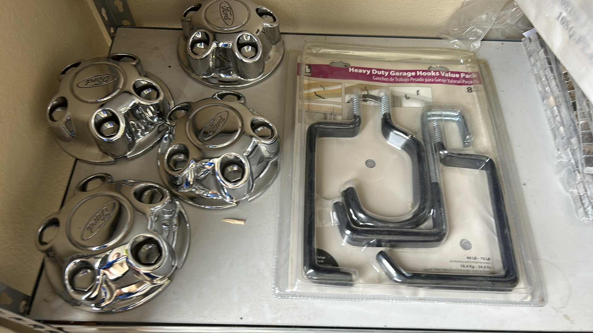 Photo 1 of 4 FORD HUBCAPS & NEW  HEAVY  DUTY GARAGE HOOKS